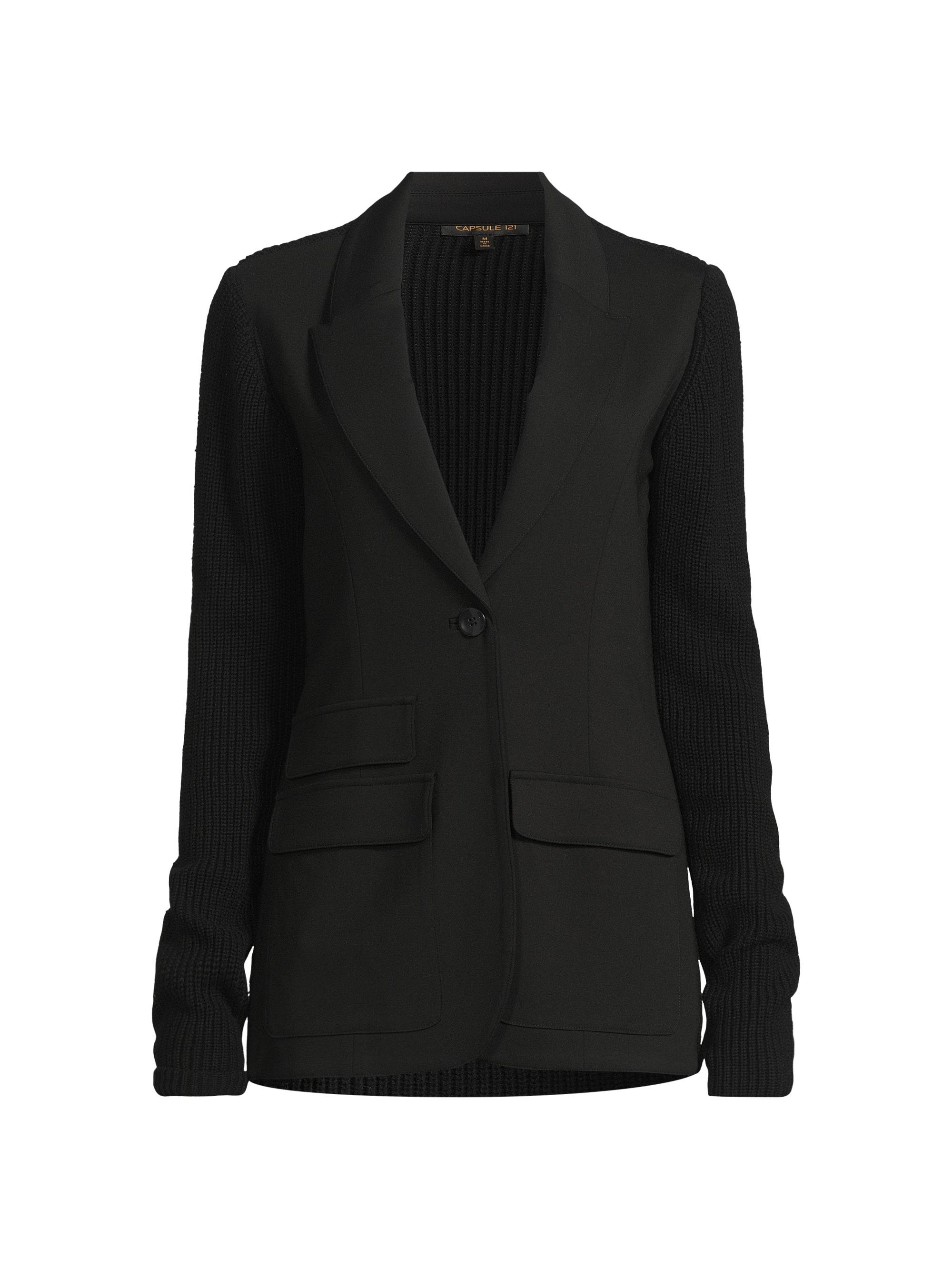 Capsule 121 Women's Lovell Peaked Rib-Knit Blazer - Black