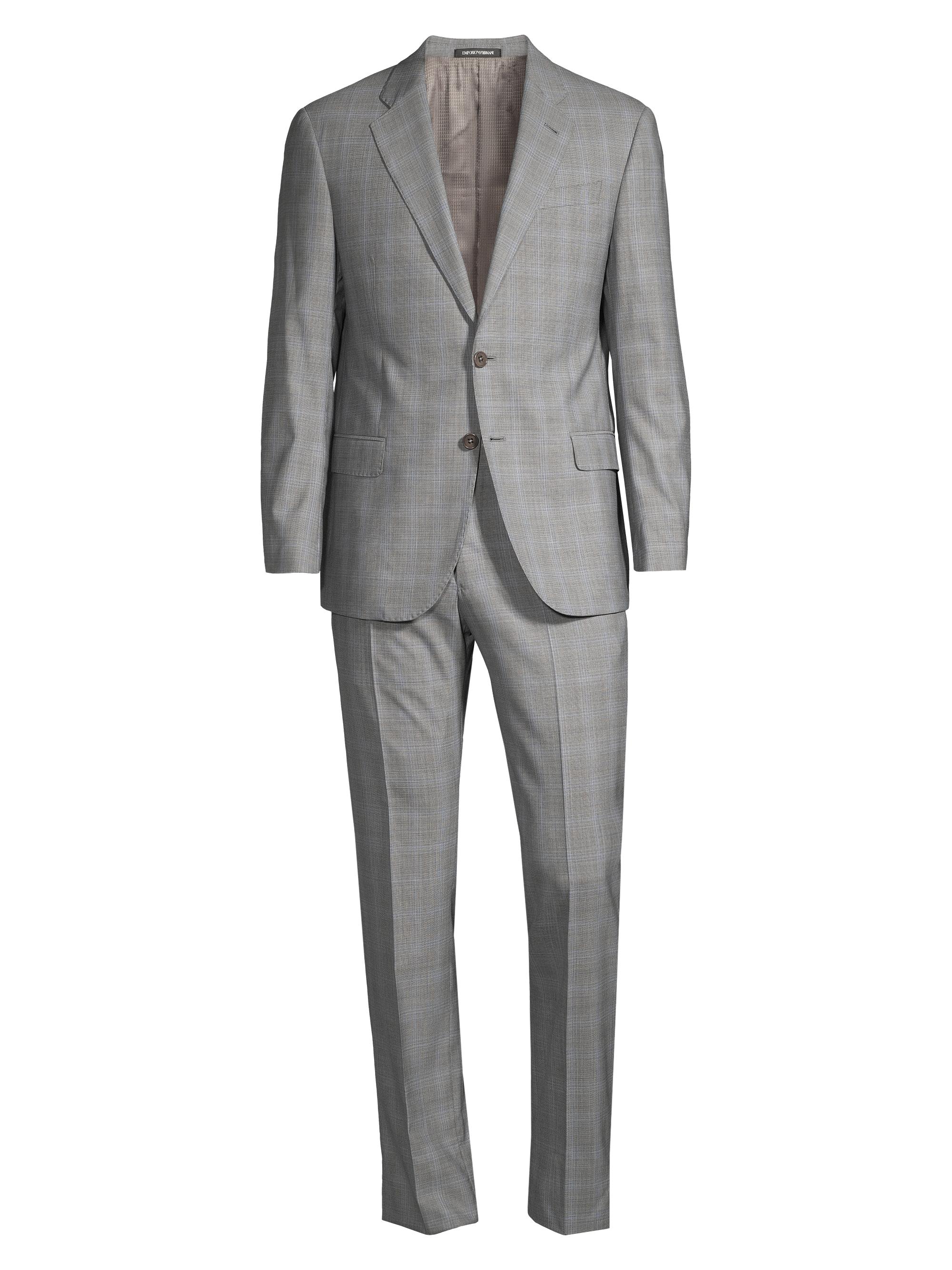 Emporio Armani Men's Solid Plaid Suit - Solid Medium