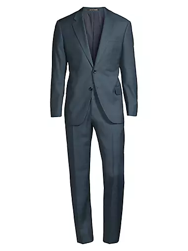 Textured Graph-Print Wool Suit