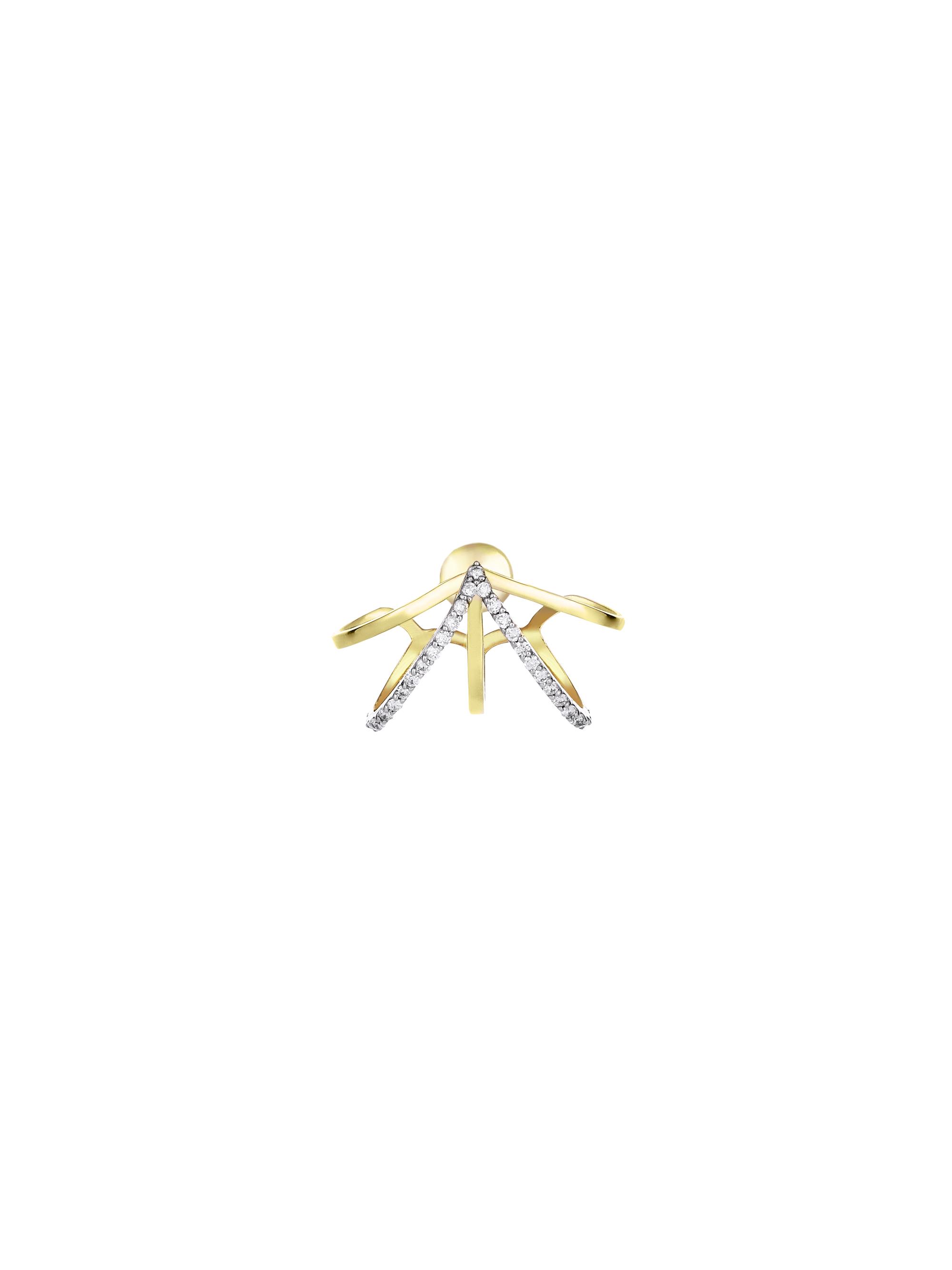 Her Story Women's Selenophile Pentapus 14K Yellow Gold & 0.23 TCW Diamond Single Earring - Yellow Gold