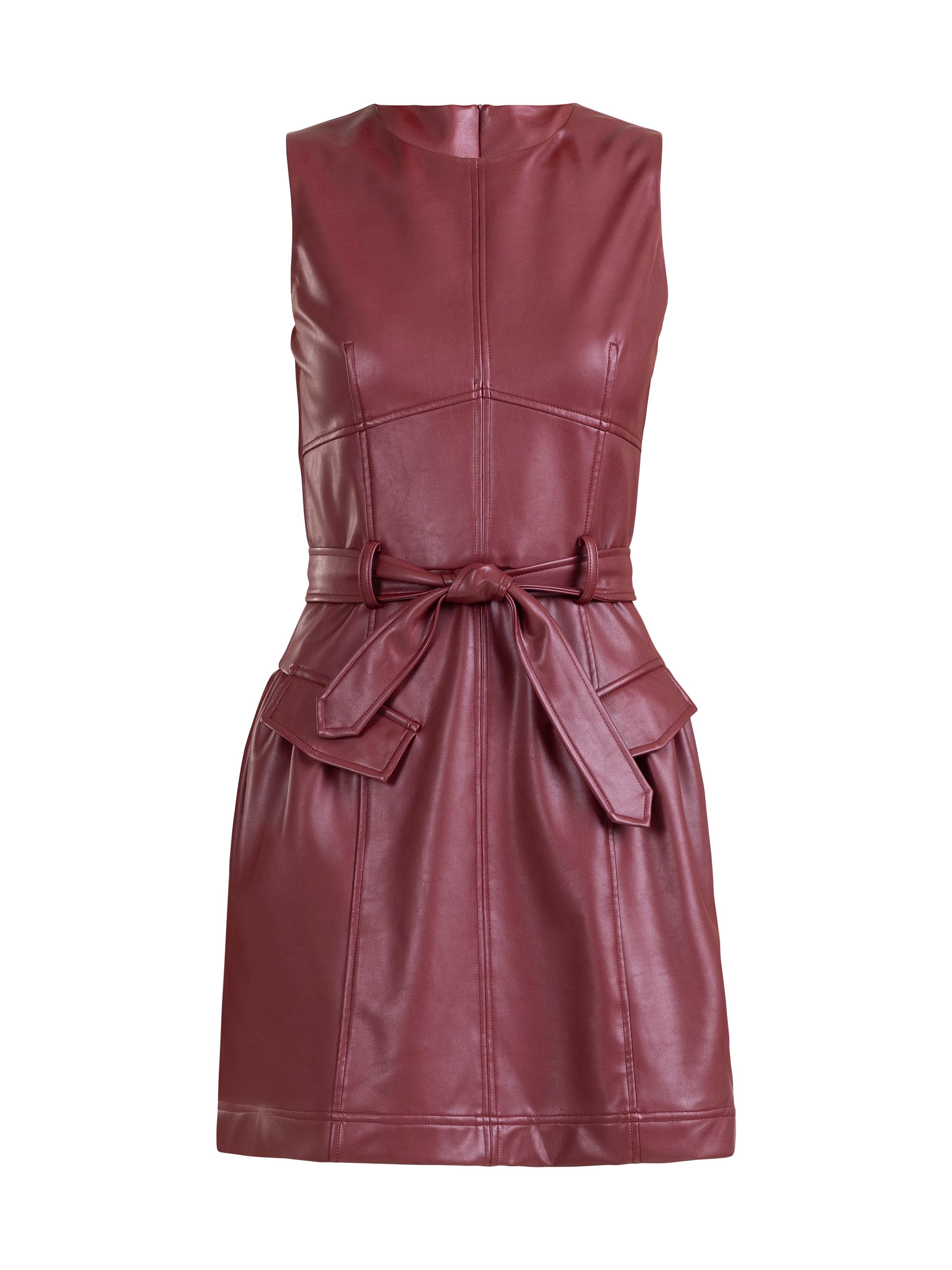 Shoshanna Women's Zoey Belted Faux Leather Minidress - Bordeaux