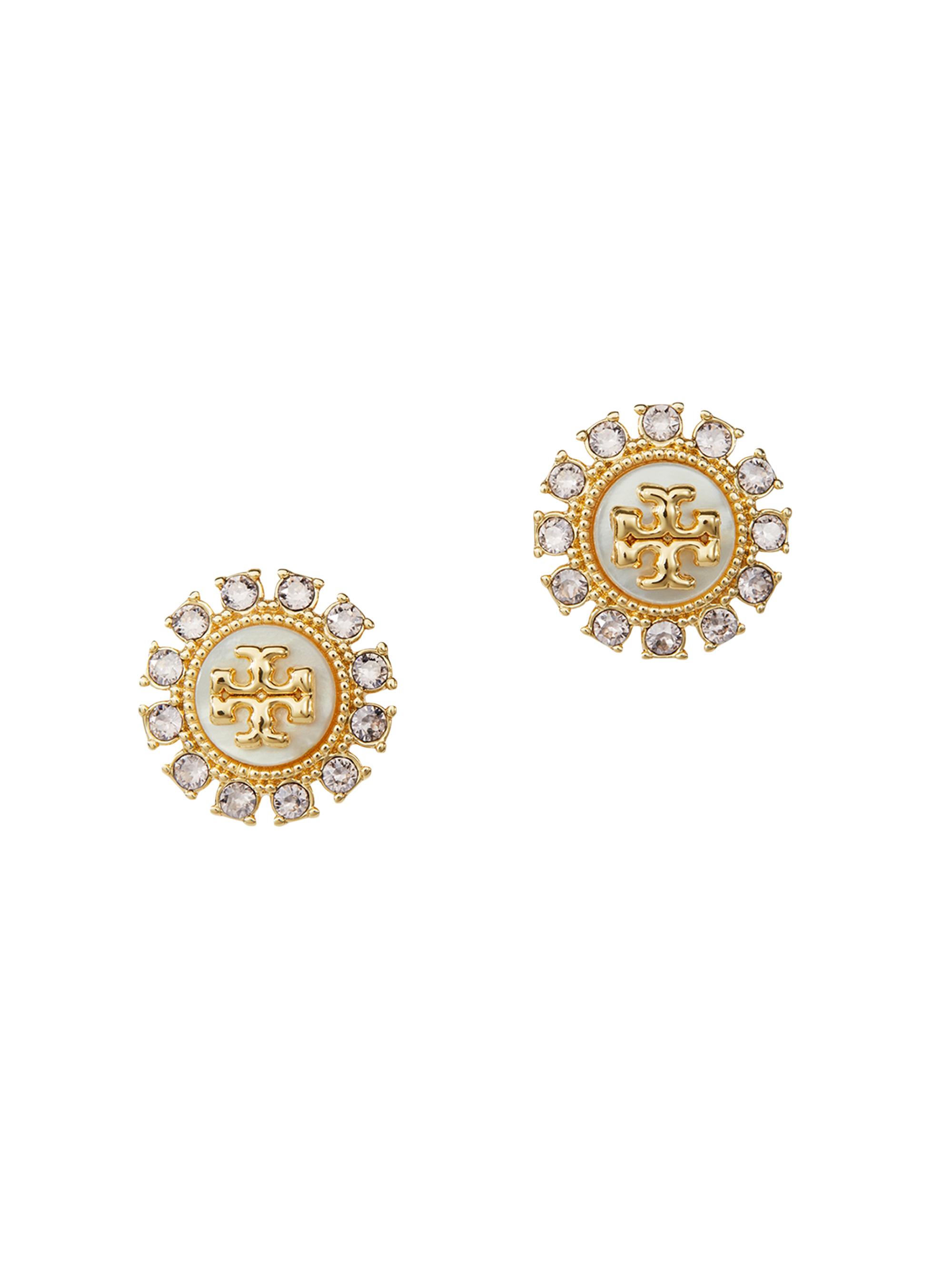 Tory Burch Women's Kira 18K Gold-Plated & Glass Crystal Stud Earrings - Tory Gold