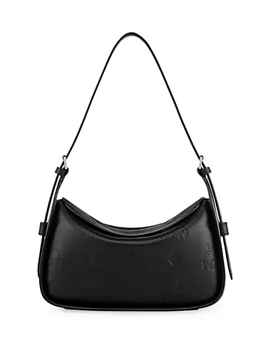 Small Aren Embossed Leather Hobo Bag