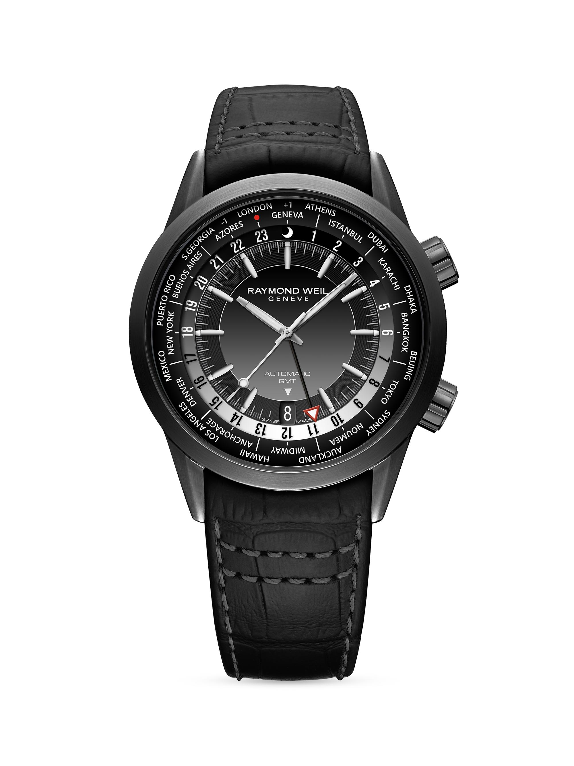 Raymond Weil Men's Freelancer Sterling Silver & Alligator-Effect Leather Watch - Black