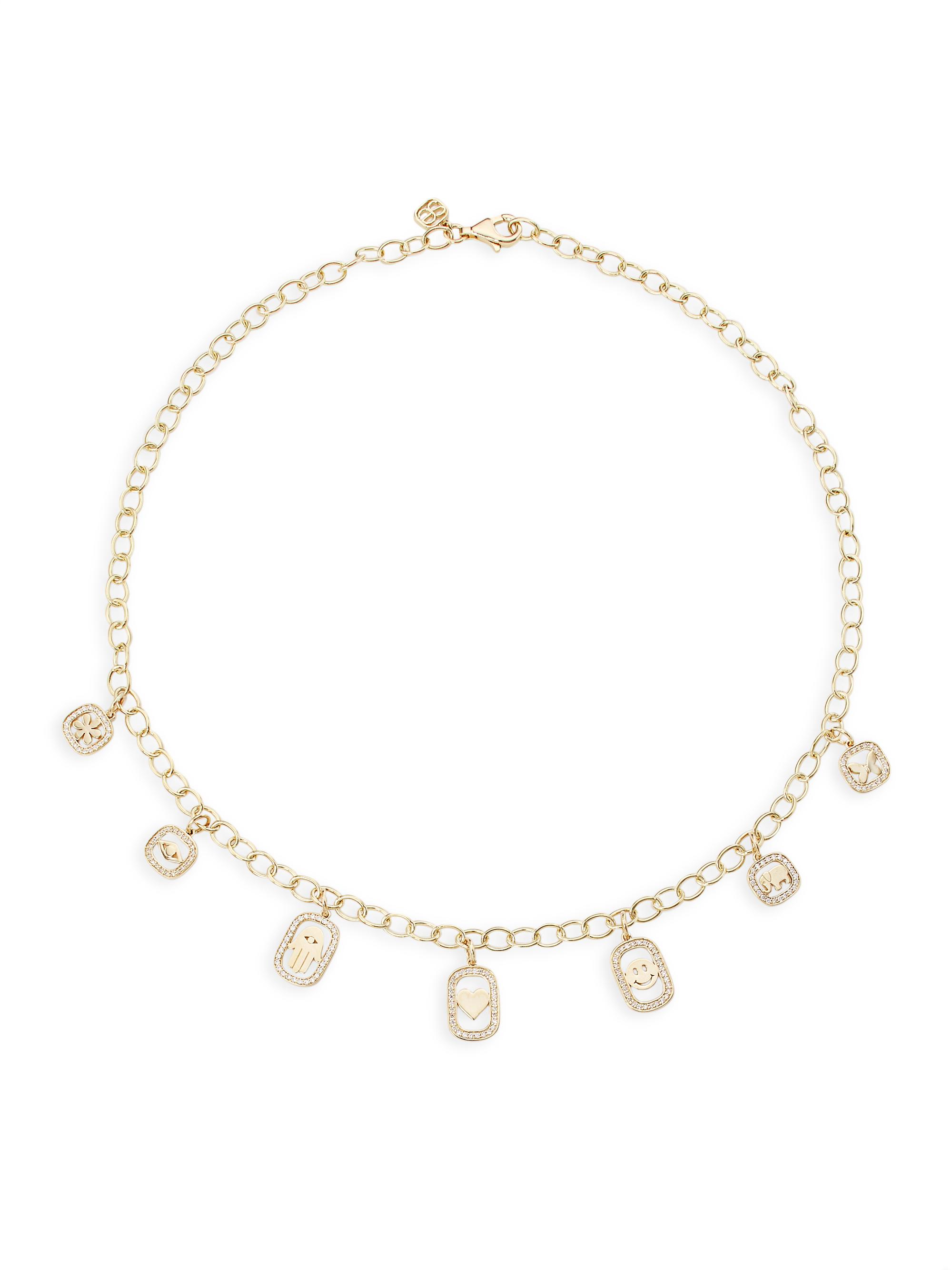 Sydney Evan Women's  Open Icon 14K Gold & Diamond Charm Necklace - Gold