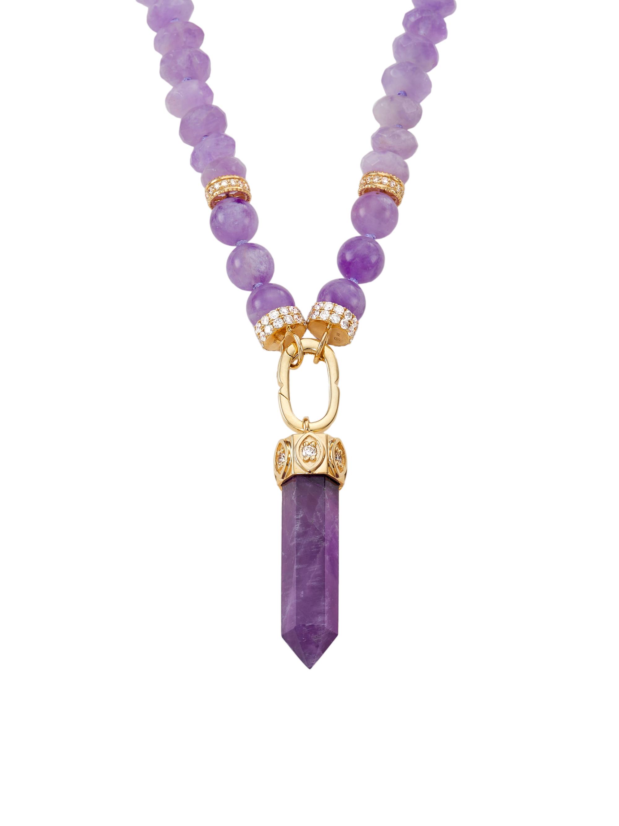 Sydney Evan Women's 14K Yellow Gold, Amethyst, & 2.16 TCW Diamond Pendant Necklace - Amethyst