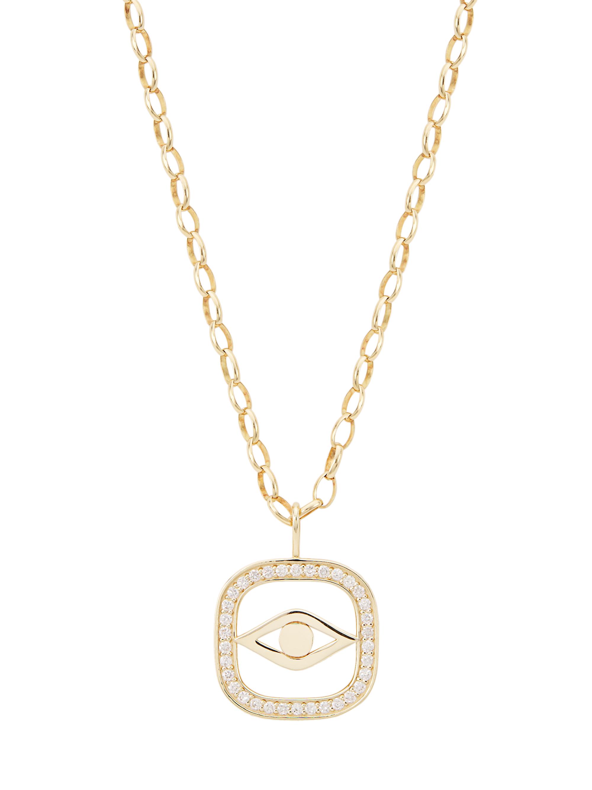 Sydney Evan Women's  Evil Eye 14K Gold & Diamond Open Icon Charm Necklace - Gold