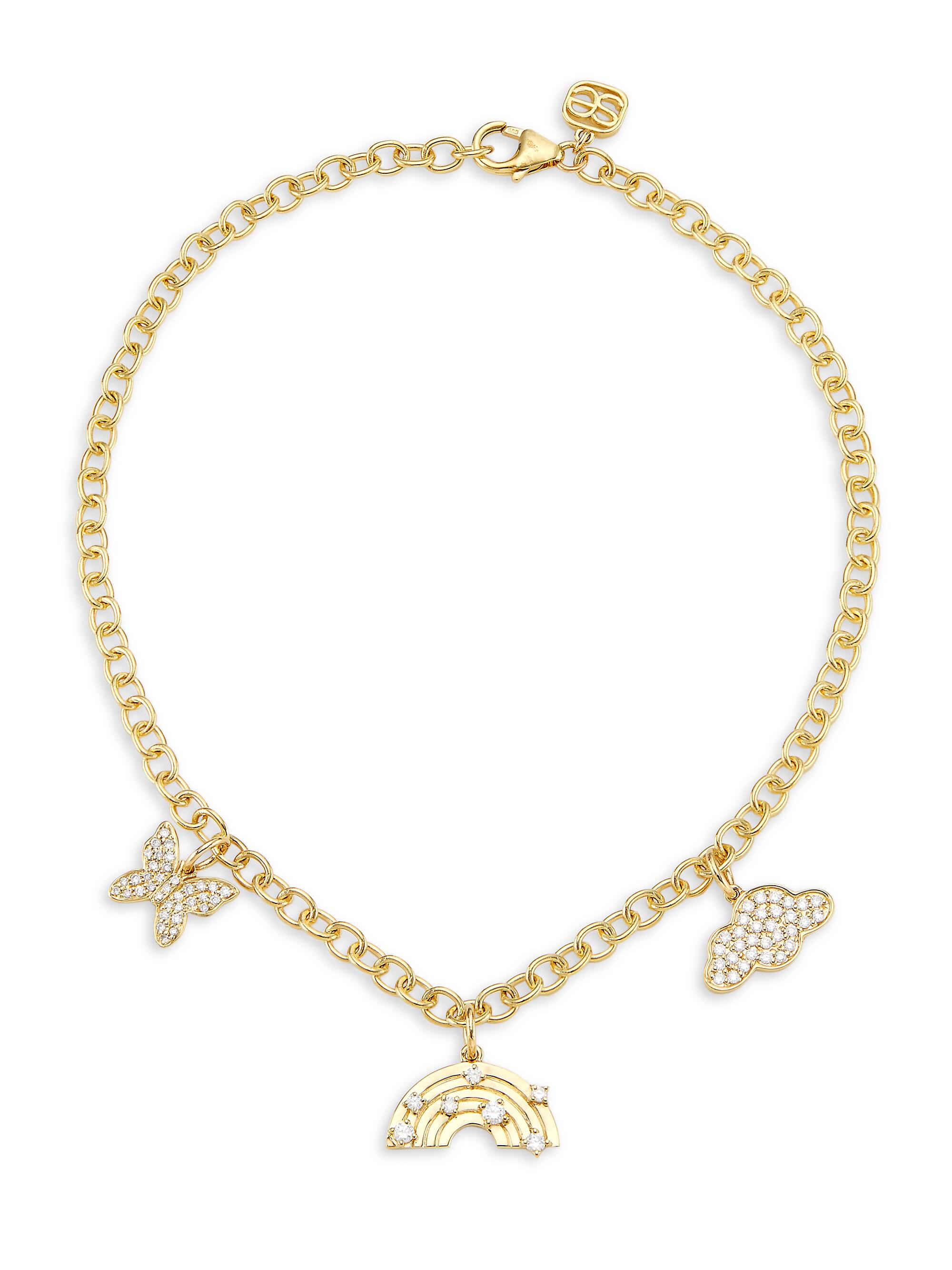 Sydney Evan Women's 14K Yellow Gold & 0.34 TCW Diamond Charm Anklet - Gold