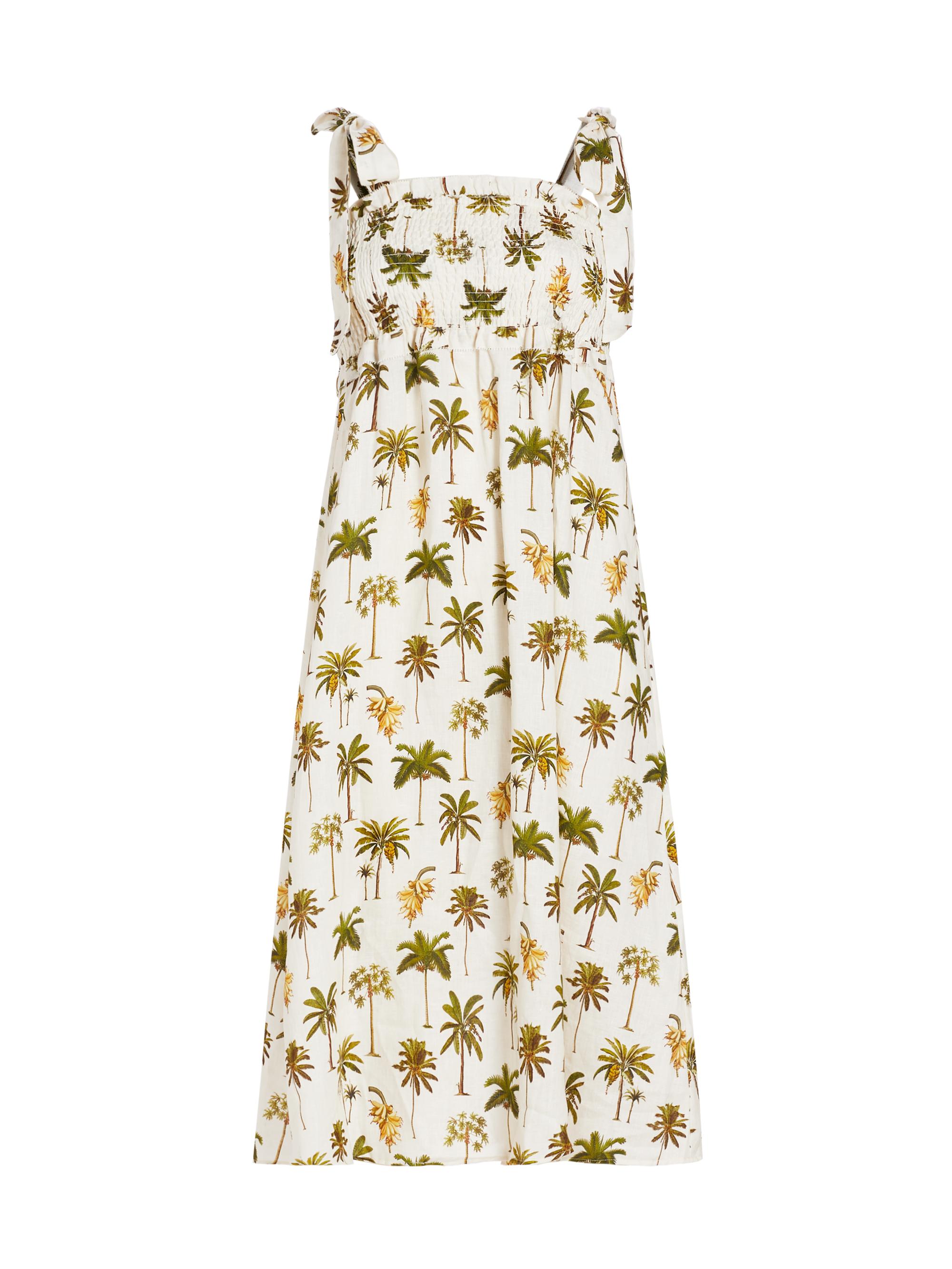 Kivari Women's Bianca Smocked Palm-Print Dress - Green Palm