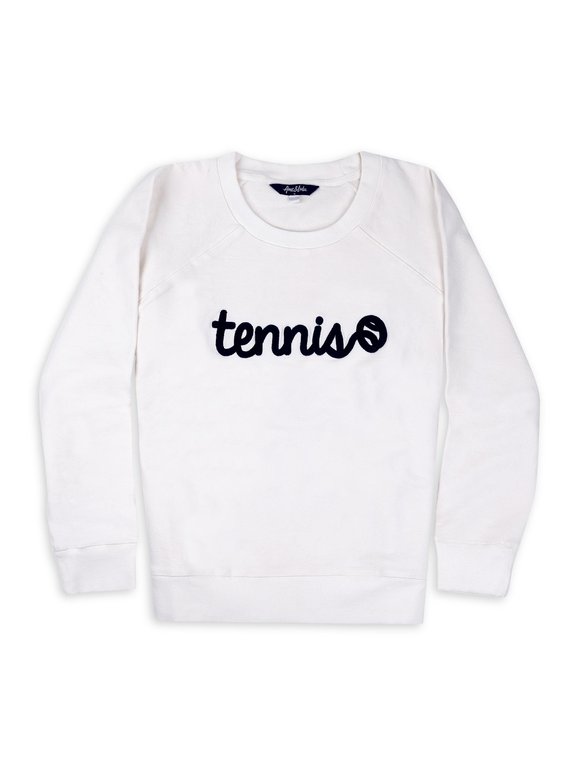 Ame & Lulu Women's Tennis Stitched Sweatshirt - White