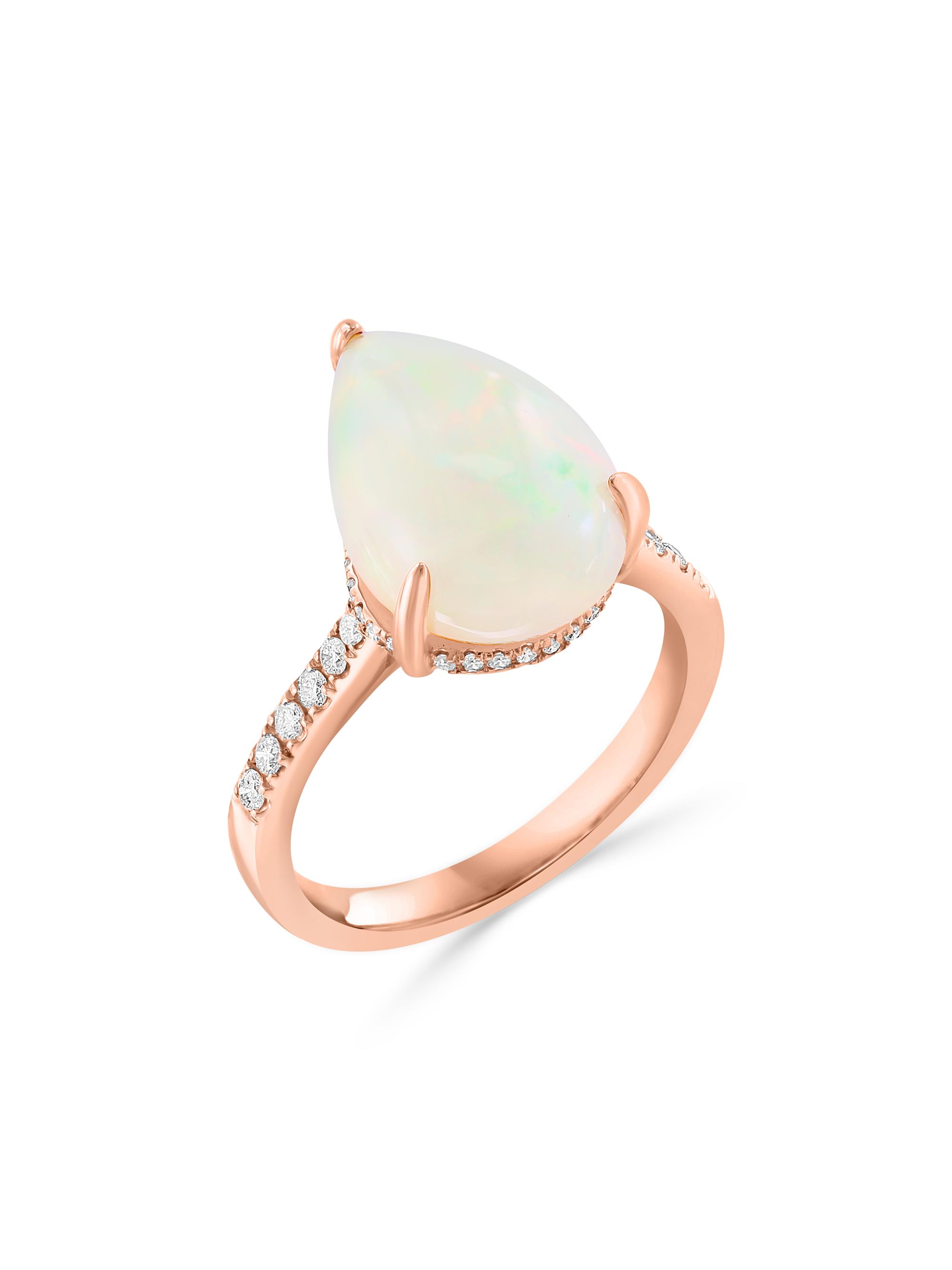 Saks Fifth Avenue Collection Women's 14K Rose Gold, Ethiopian Opal, & 0.23 TCW Diamond Ring - Pink