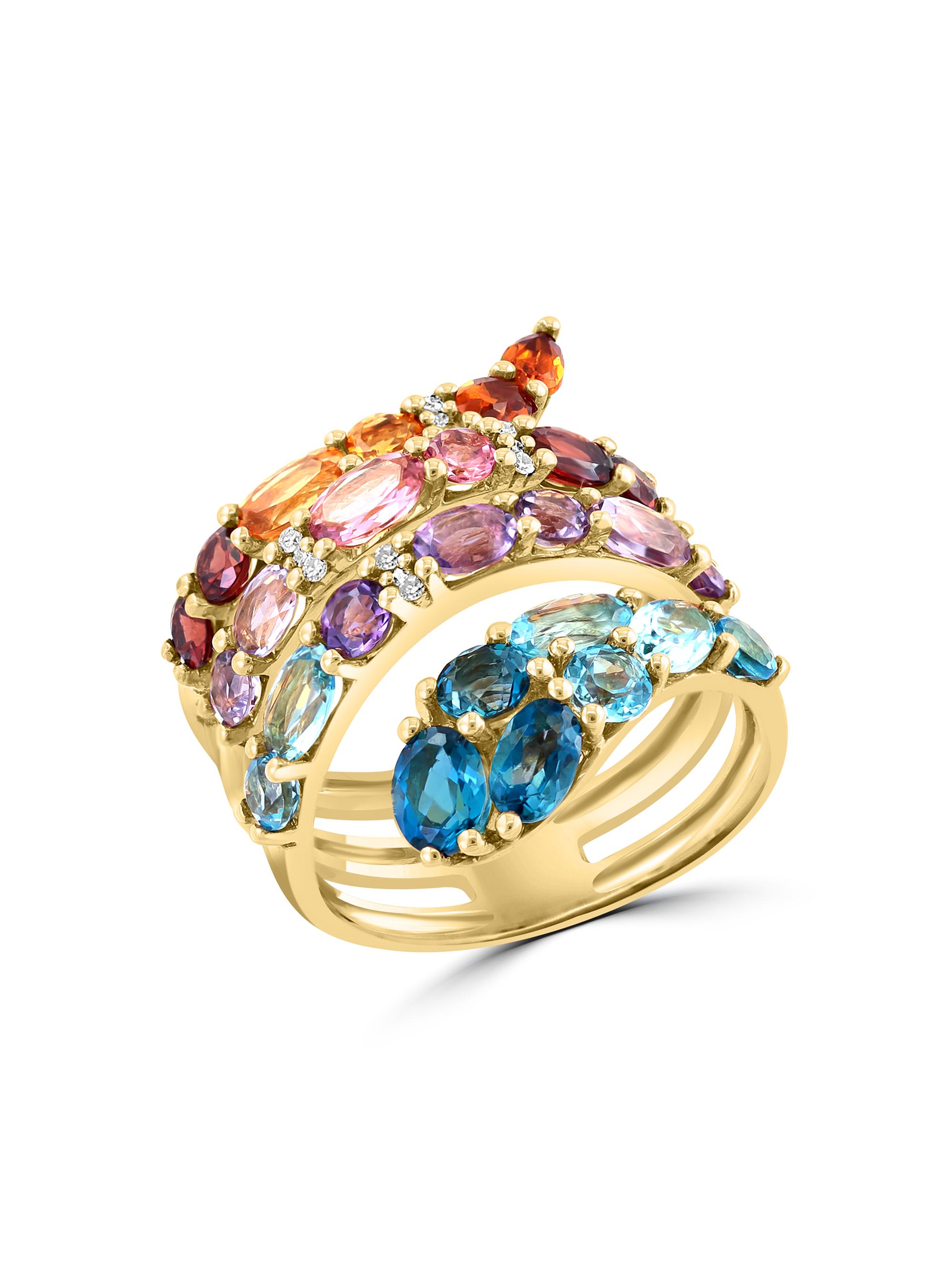 Saks Fifth Avenue Collection Women's 14K Yellow Gold & Multi-Stone Snake Wrap Ring - Yellow Gold
