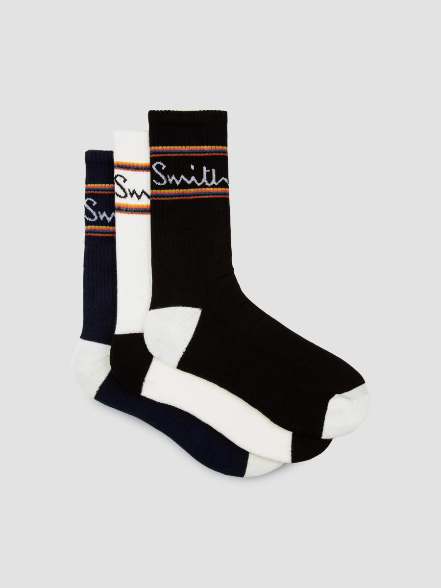 Paul Smith 3-Pair Cotton-Blend Logo Socks | Saks Fifth Avenue