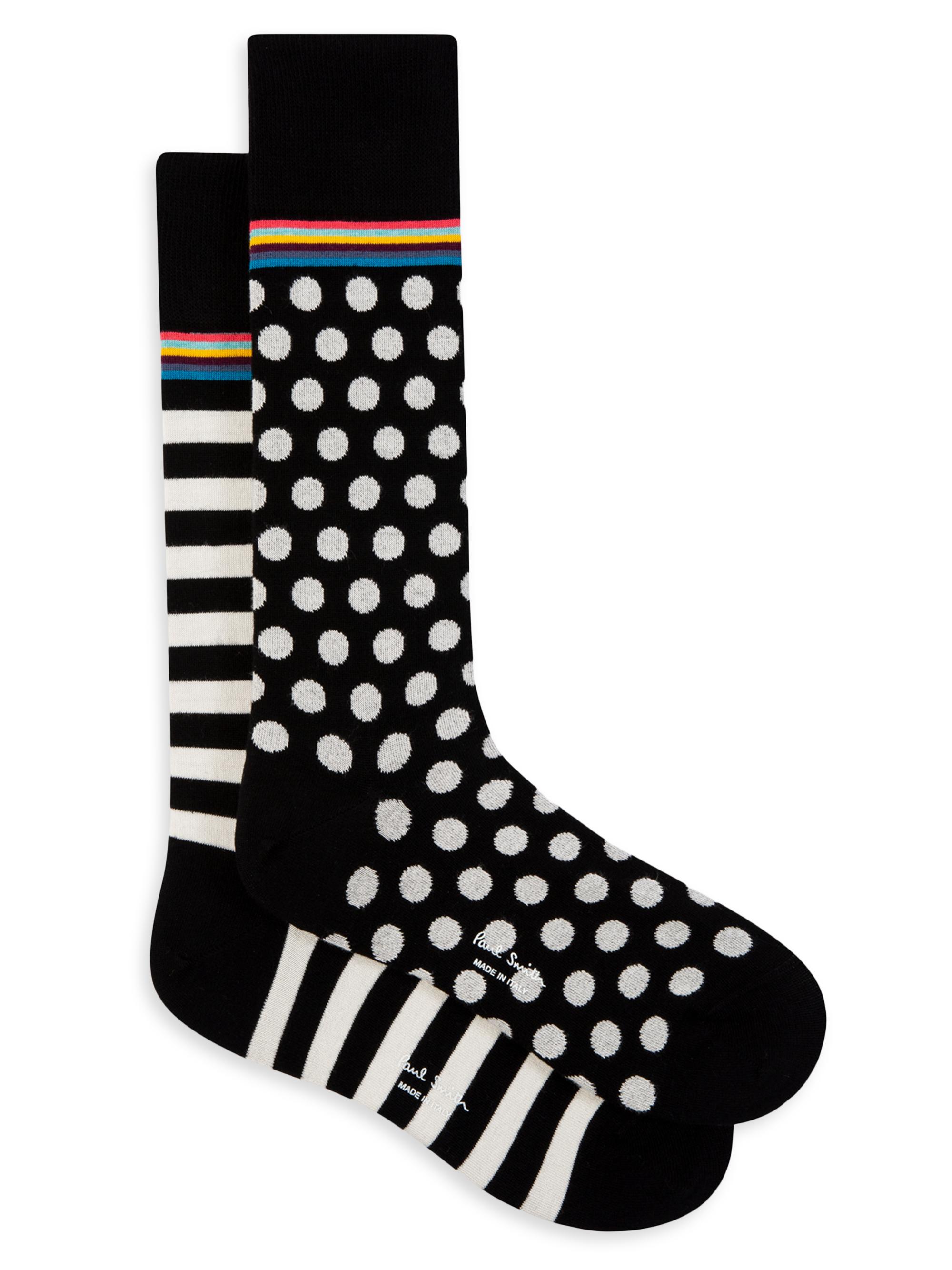 Paul Smith Men's 2-Pack Stripe & Polka-Dot Cotton-Blend Socks - Off White