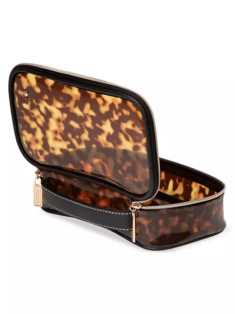 VICTORIA'S SECRET Leopard Black Travel Cosmetic Bag Case Makeup Pouch  2 Piece