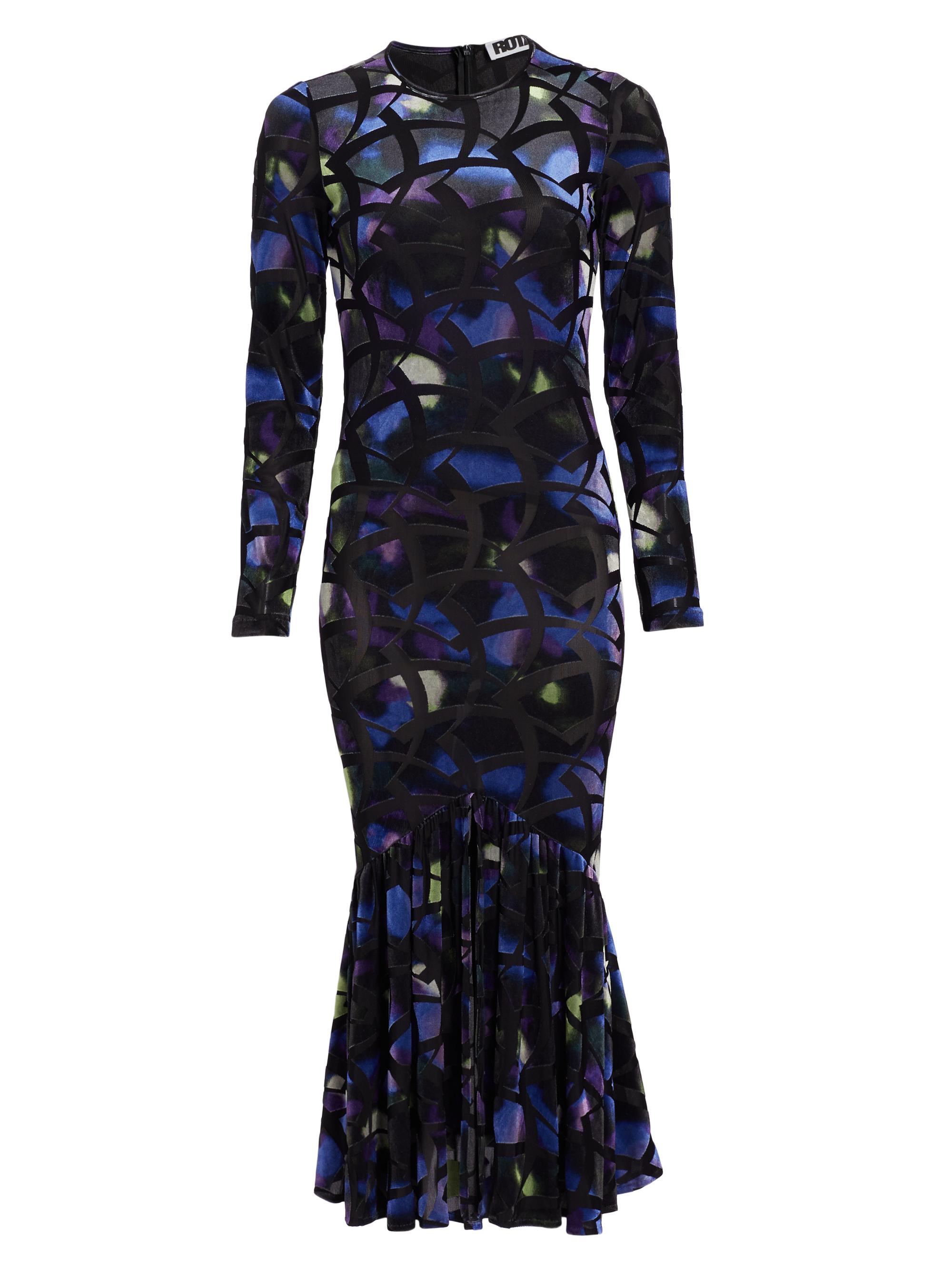 Rotate Birger Christensen Floral Velvet Flounce Maxi Dress | Saks Fifth  Avenue