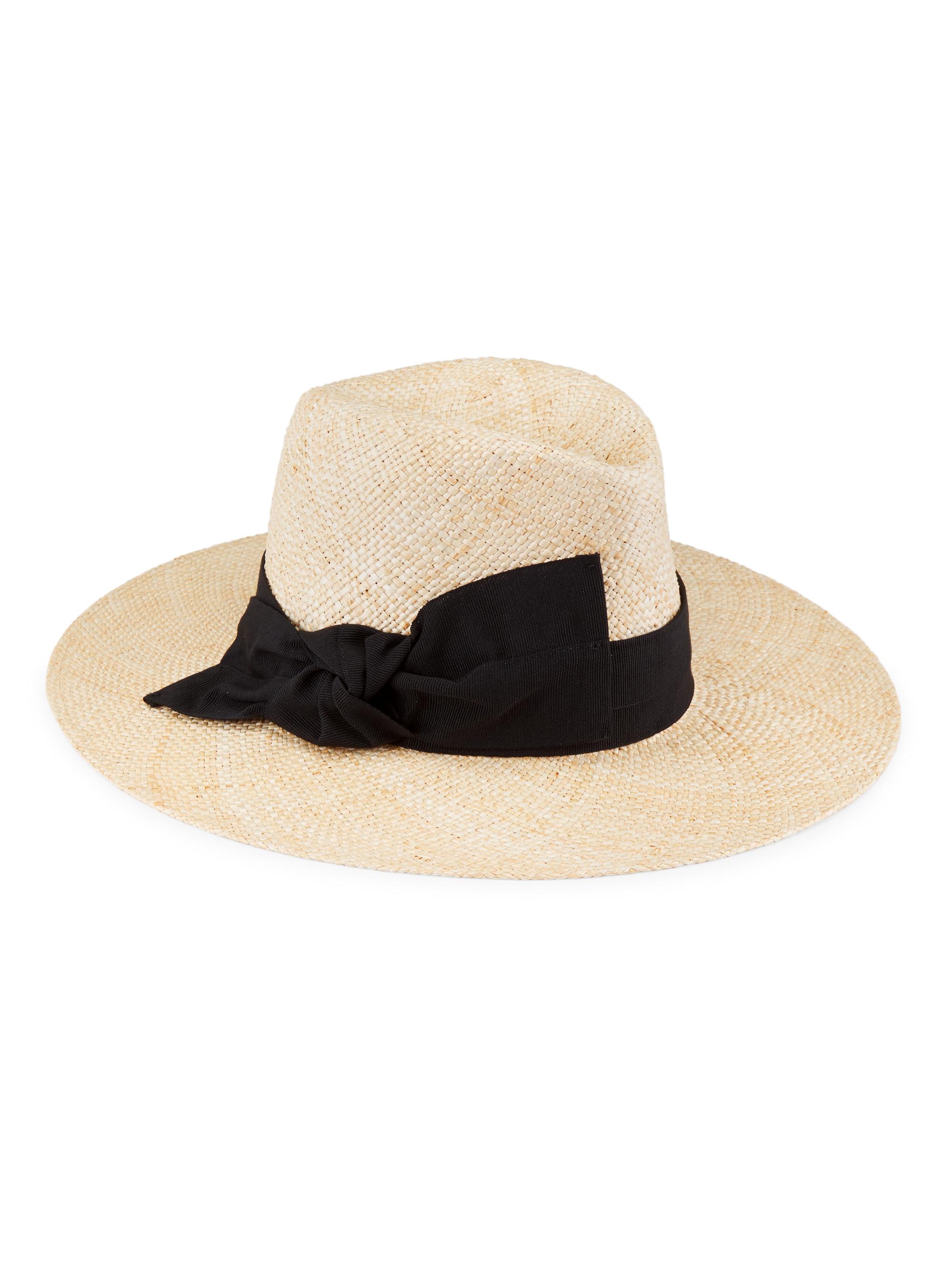 Raffaello Bettini Women's Harper Straw Wide-Brim Fedora - Natural Black