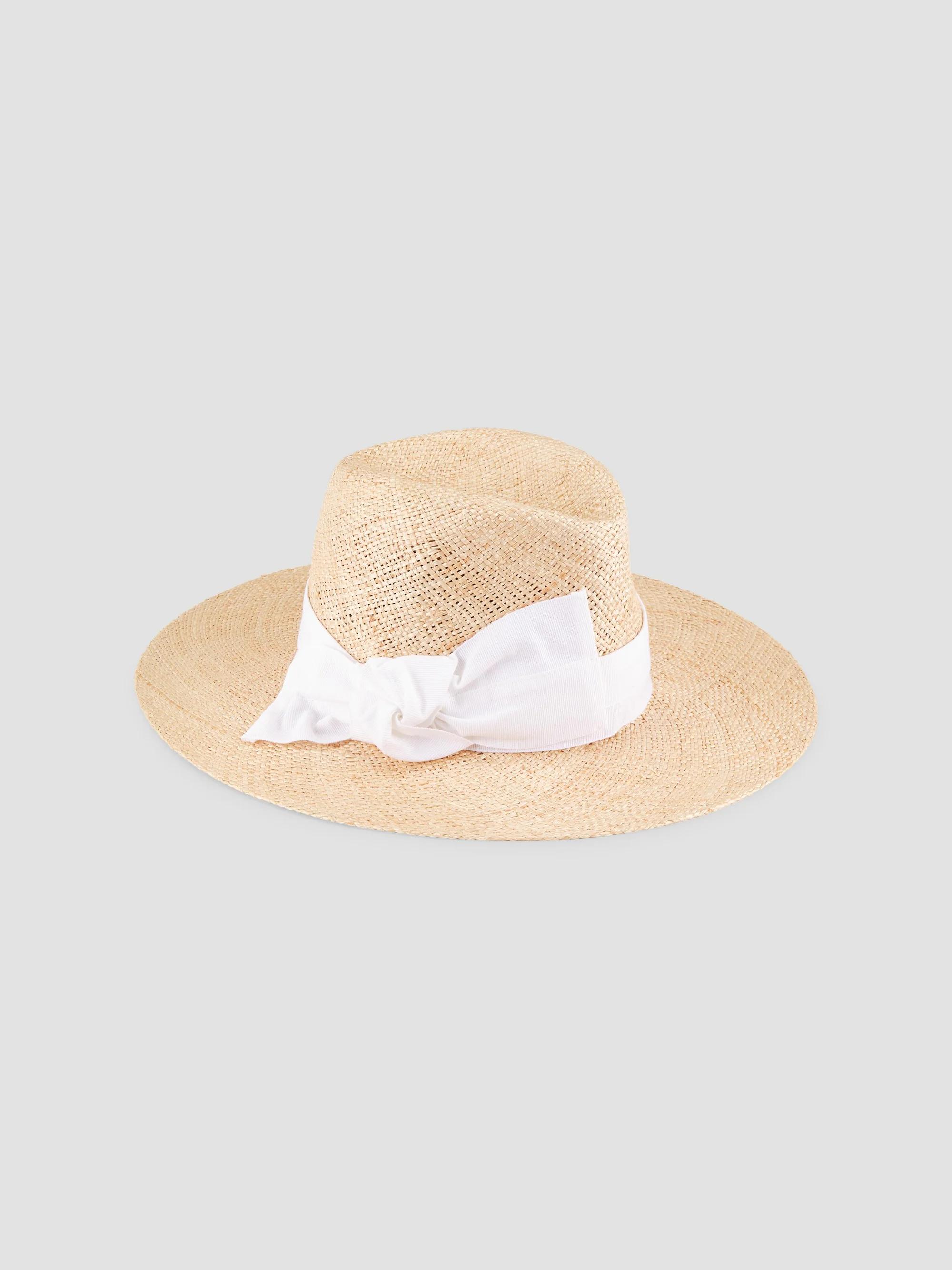 Women's Harper Straw Wide-Brim Fedora - Natural White - Size Medium