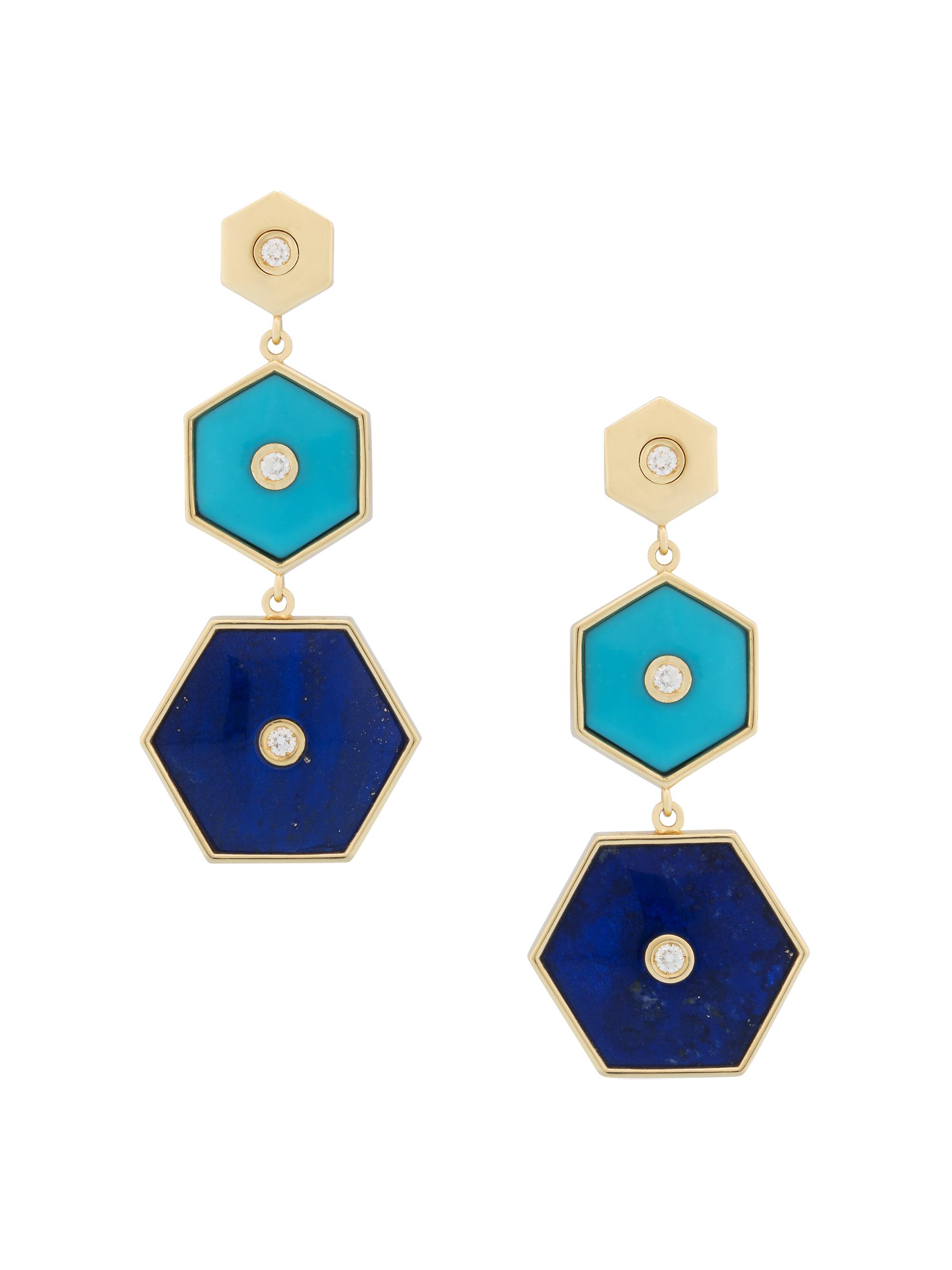 Miseno Women's Baia 18K Yellow Gold, Turquoise, Lapis Lazuli & 0.34 TCW Diamond Drop Earrings - Yellow Gold