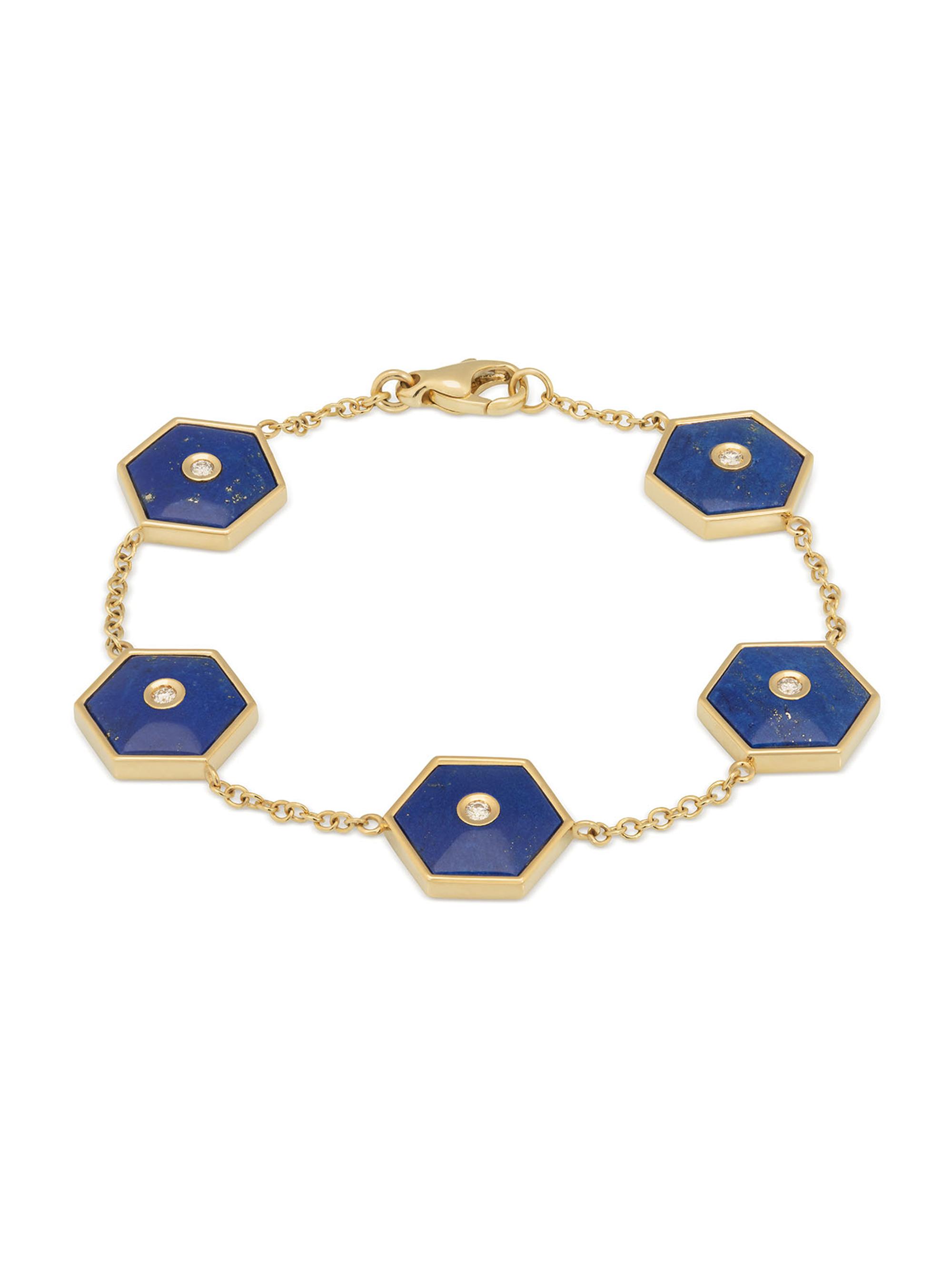 Miseno Women's Baia 18K Yellow Gold, Lapis Lazuli & 0.35 TCW Diamond Chain Bracelet - Yellow Gold