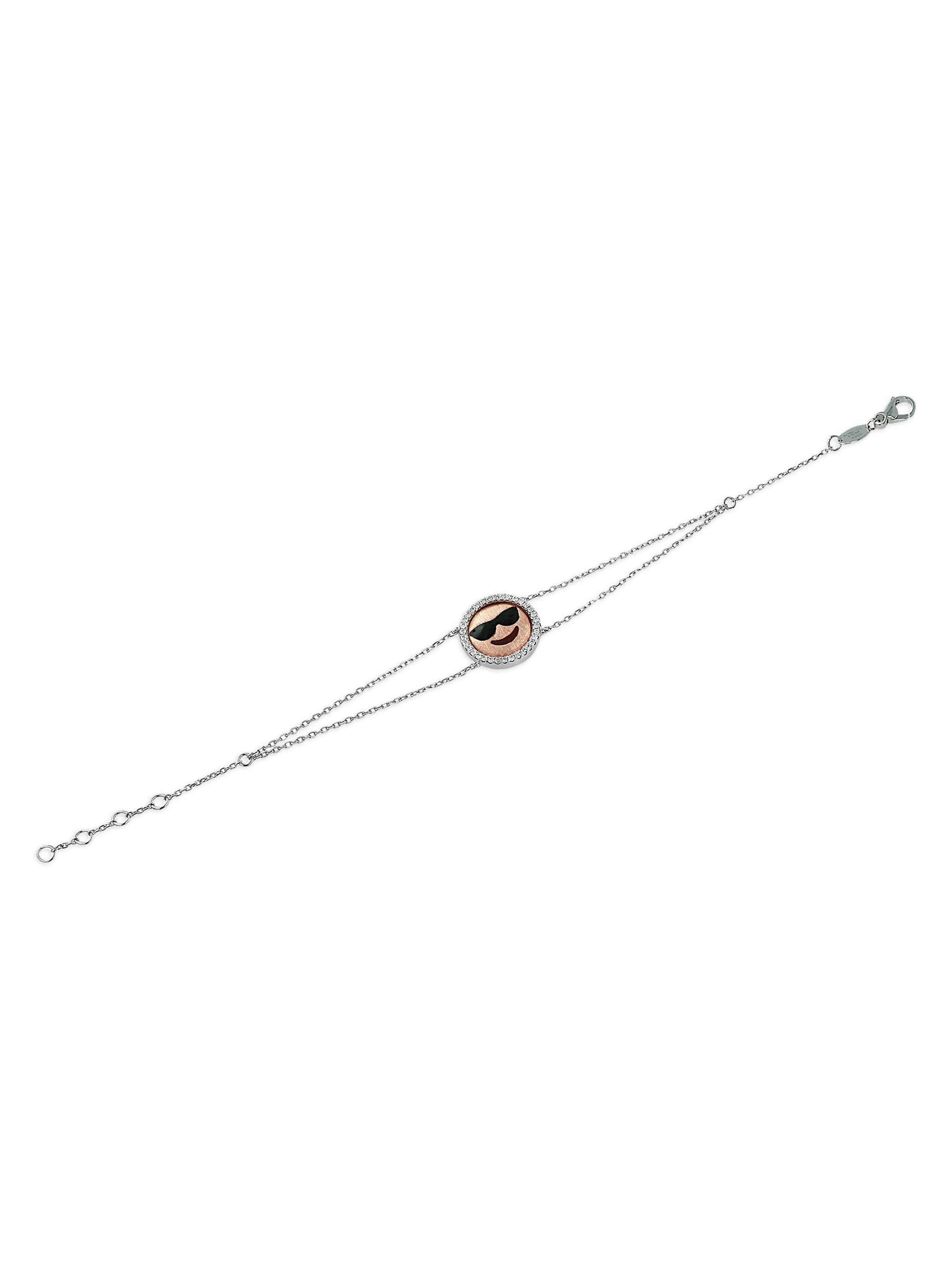 Jacob & Co. Women's Emoji Two-Tone 18K Gold & 0.16TCW Diamond Sunglasses Face Bracelet - Rose White