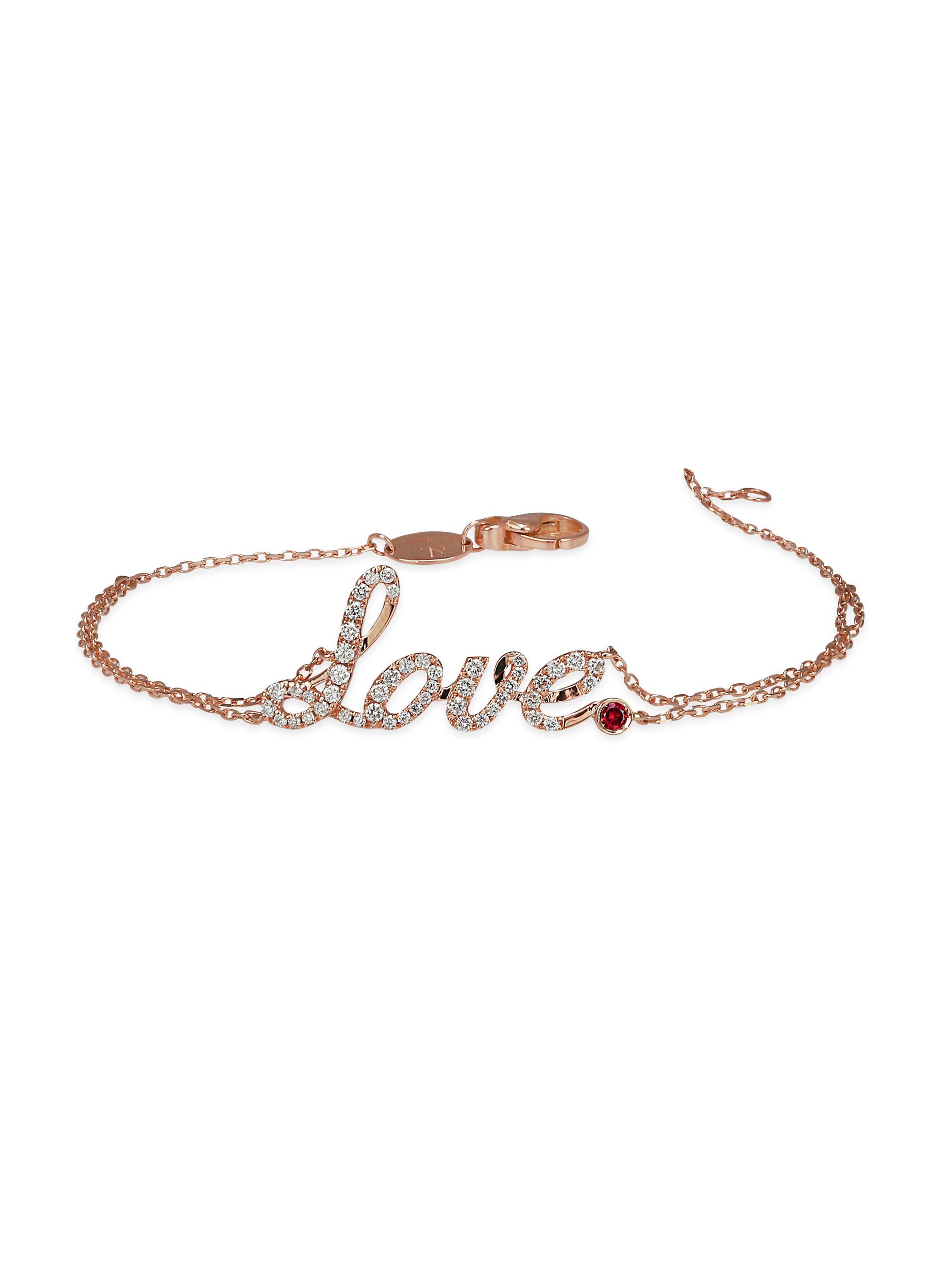 Jacob & Co. Women's Sentiments 18K Rose Gold, 0.26 TCW Diamond & Ruby Love Bracelet - Rose Gold