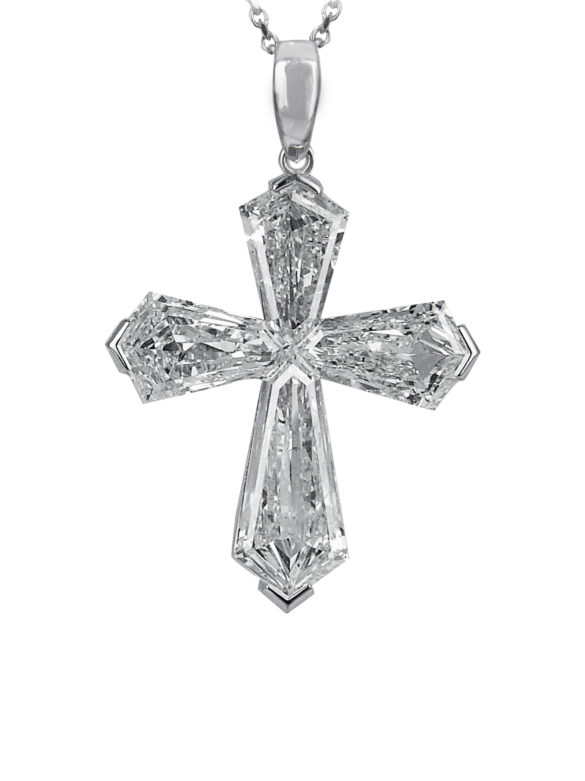 Jacob & Co. Women's 18K White Gold & 1.25 TCW Kite-Shape Diamond Cross Pendant - White Gold