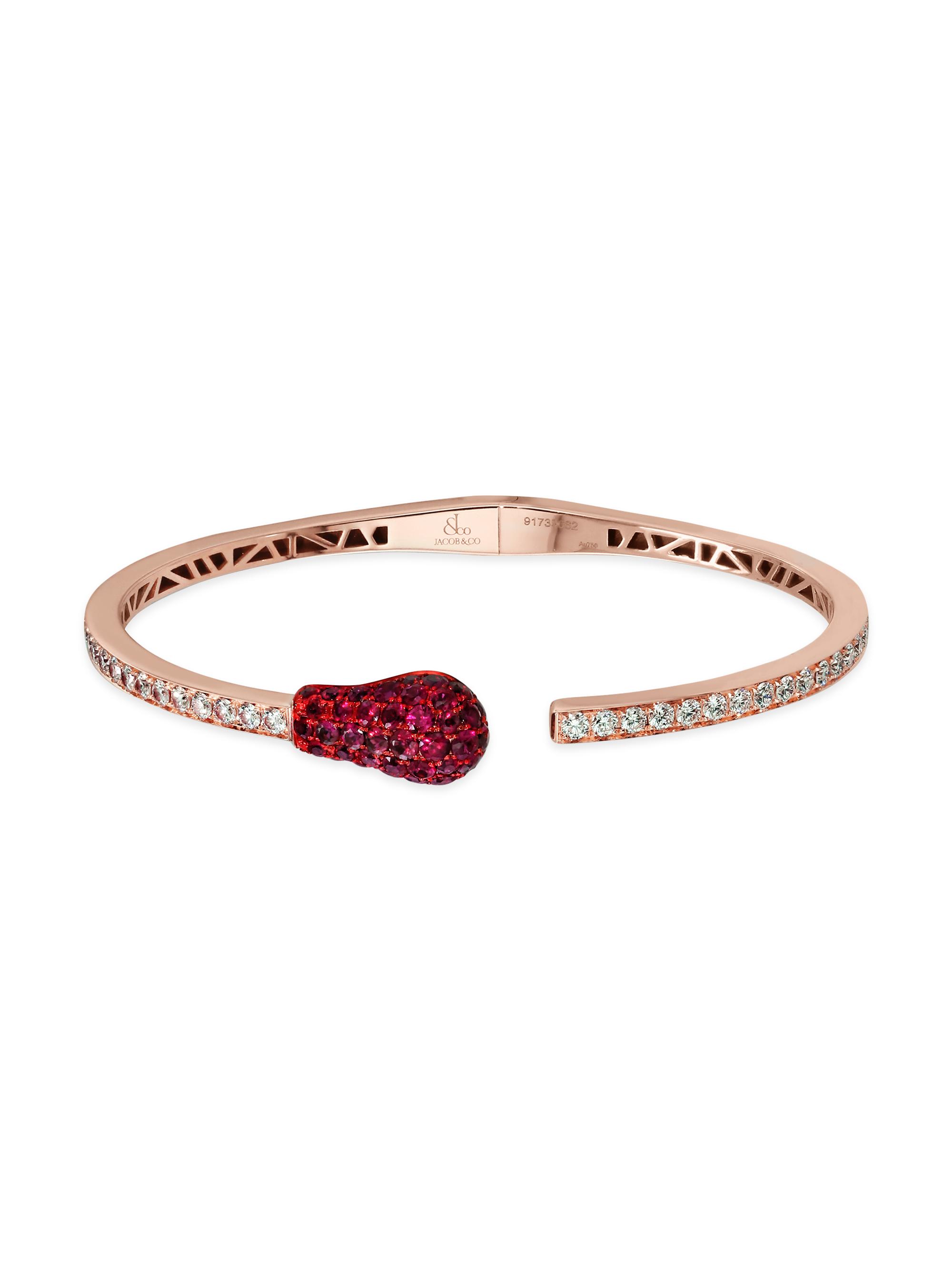 Jacob & Co. Women's Match 18K Rose Gold, Diamond Ruby Bangle - Rose Gold