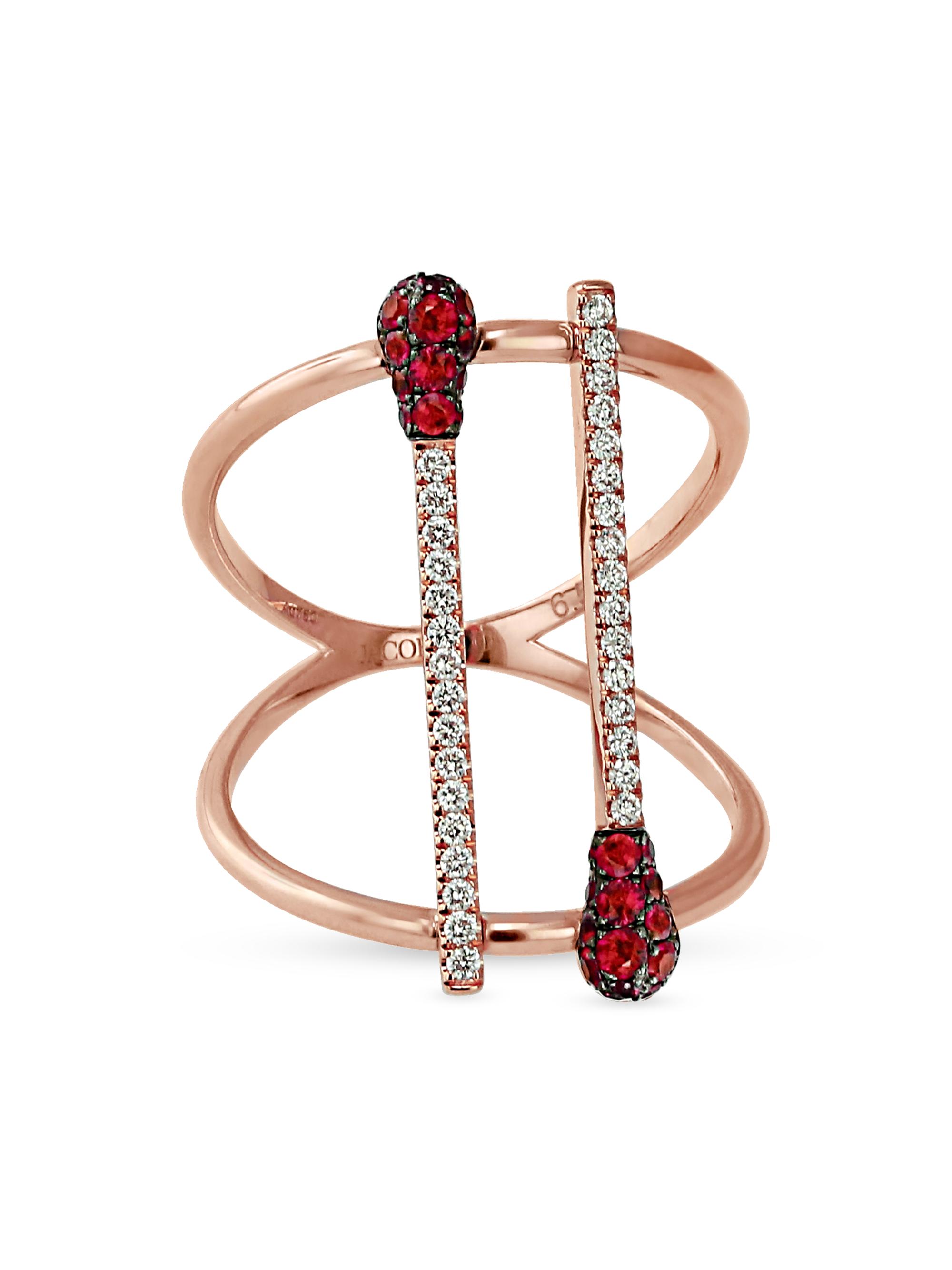 Jacob & Co. Women's Match 18K Rose Gold, 0.20 TCW Diamond & Ruby Ring - Rose Gold