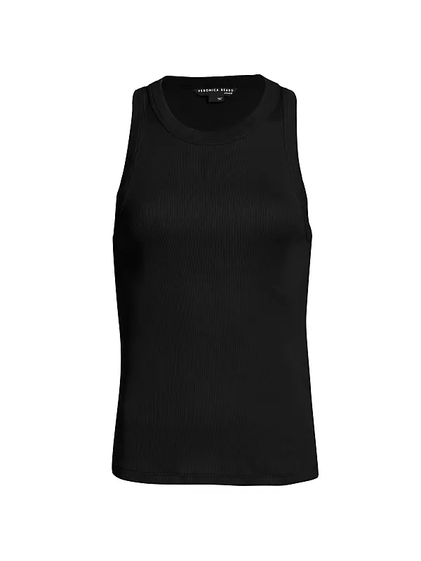 Women Ribbed Knit Sleeveless Crop Top Scoop Neck Slim Fit Cami Top