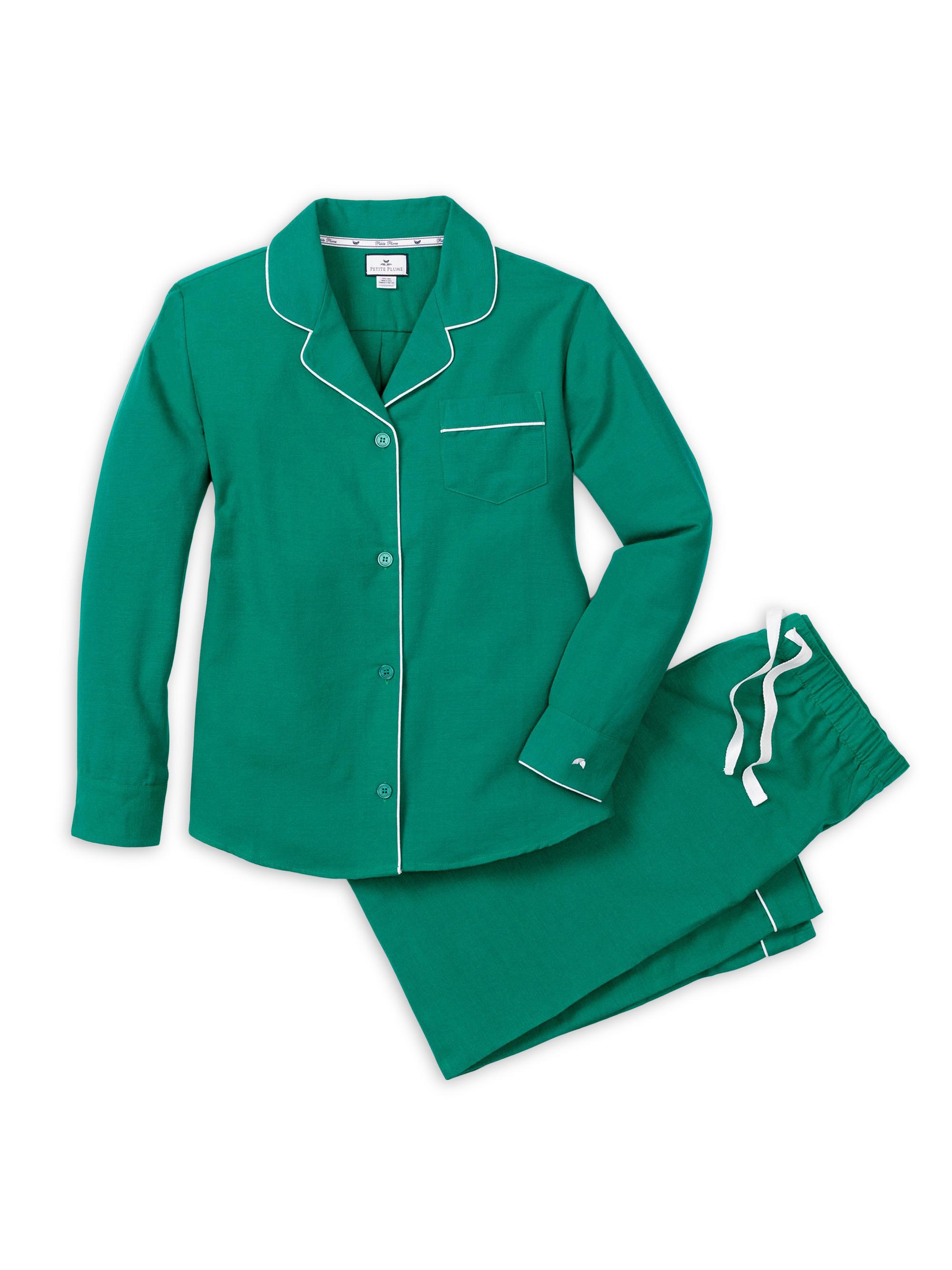Petite Plume 2-Piece Flannel Pajama Set - Green