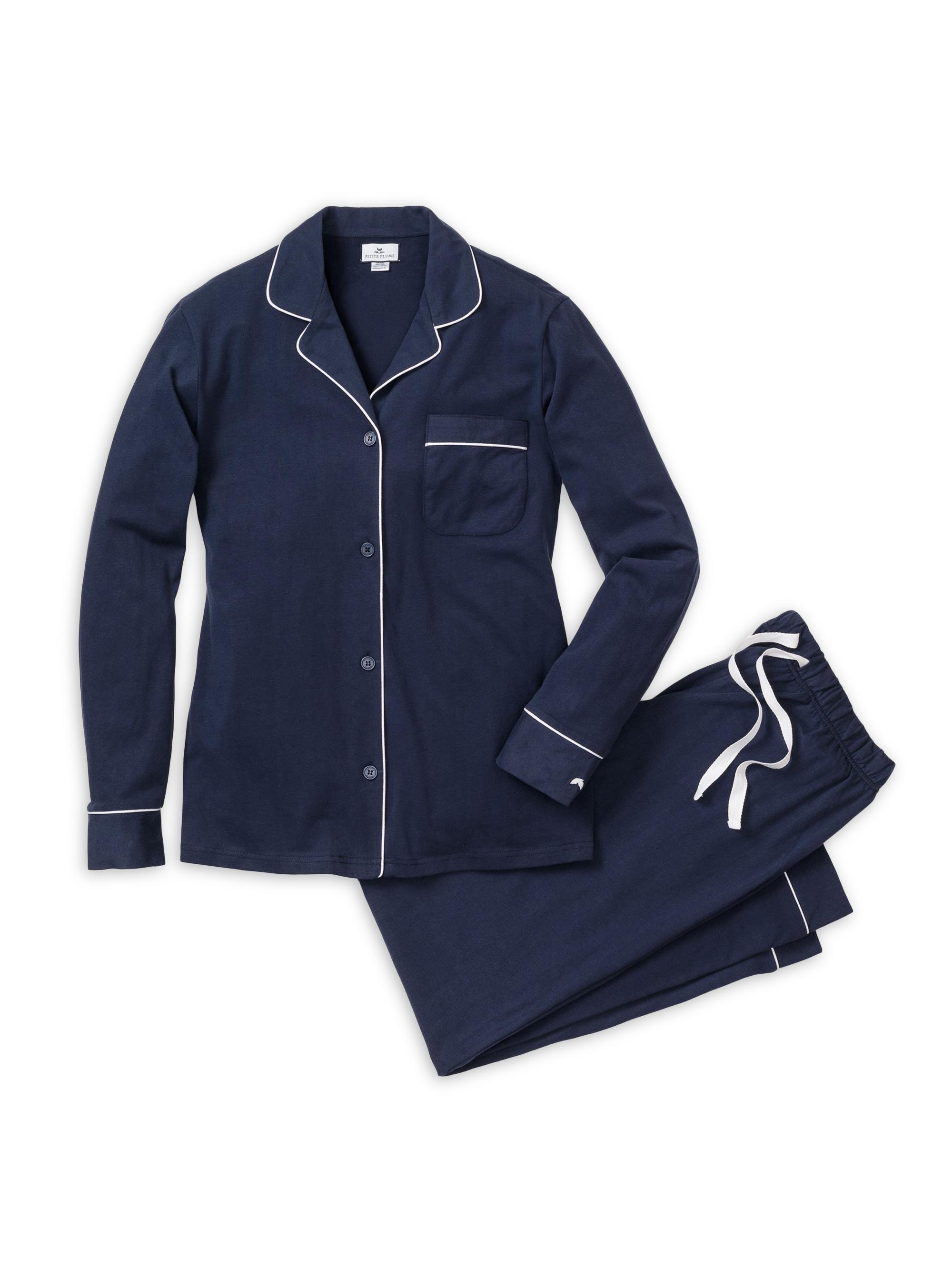 Petite Plume Women's 2-Piece Flannel Pajama Set - Navy