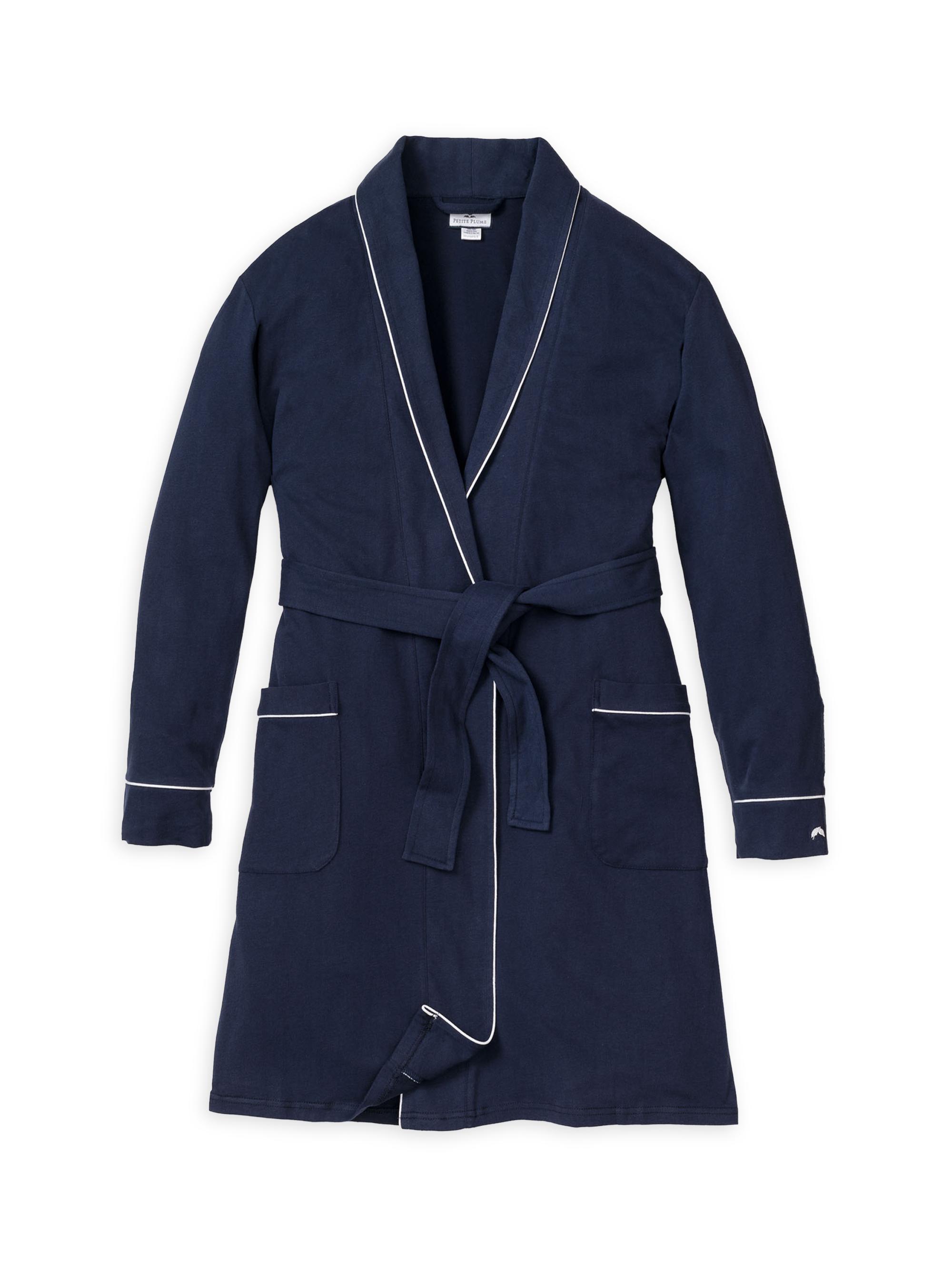Petite Plume Flannel Robe - Navy