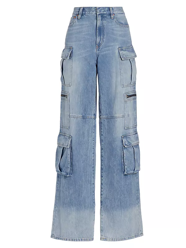 Shop Alice + Olivia Cay Baggy Denim Cargo Pants | Saks Fifth Avenue