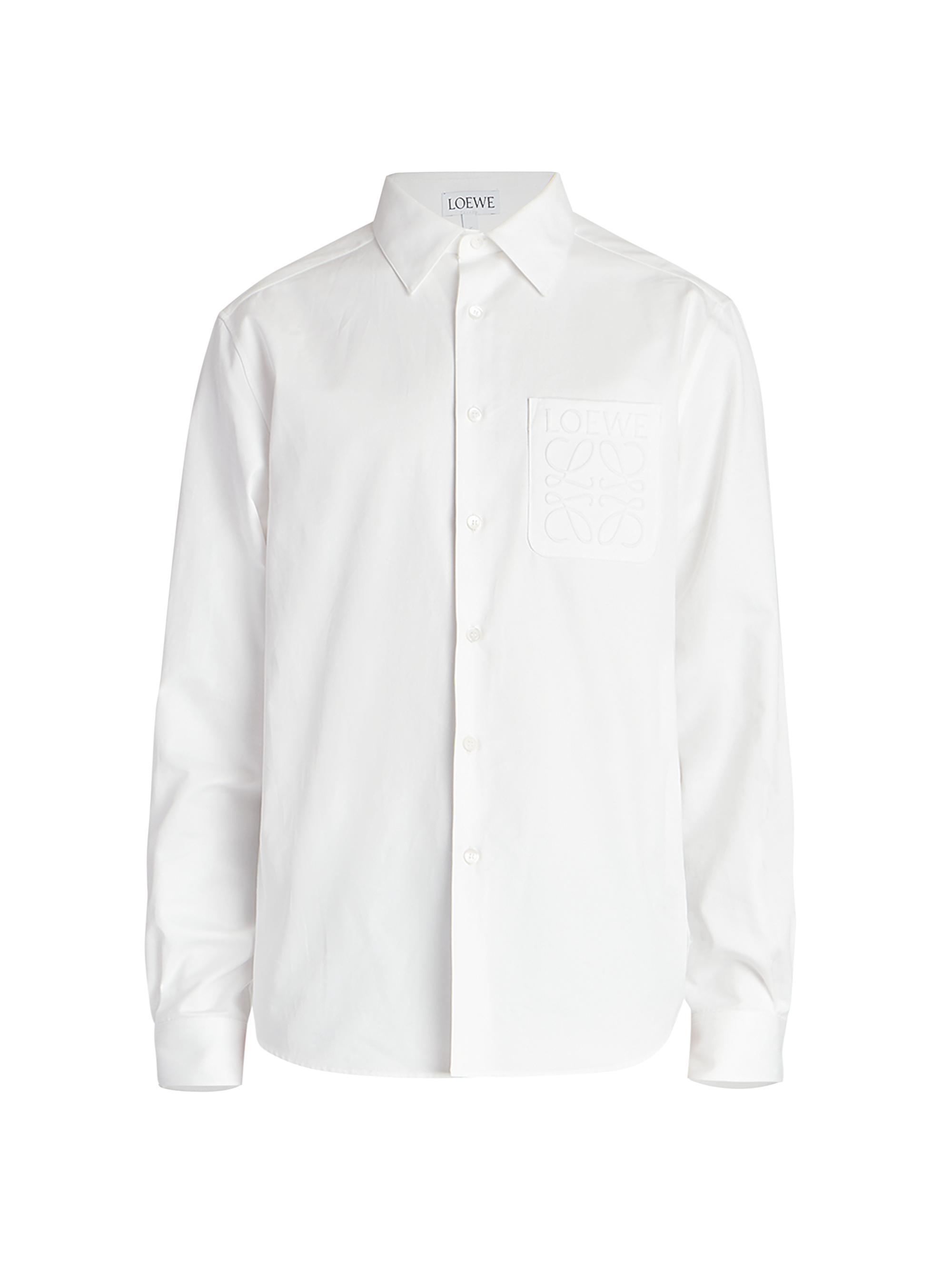 LOEWE Men's Debossed Anagram Cotton Shirt - White