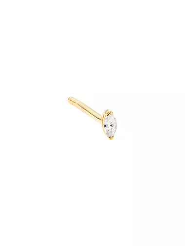 Goldtone & 0.28 TCW Diamond Single Stud Earring