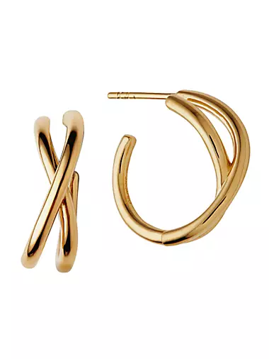 14K-Yellow-Gold Vermeil Woven Hoop Earrings