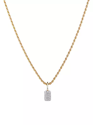 Goldtone & 0.28 TCW Diamond Tag Pendant Necklace