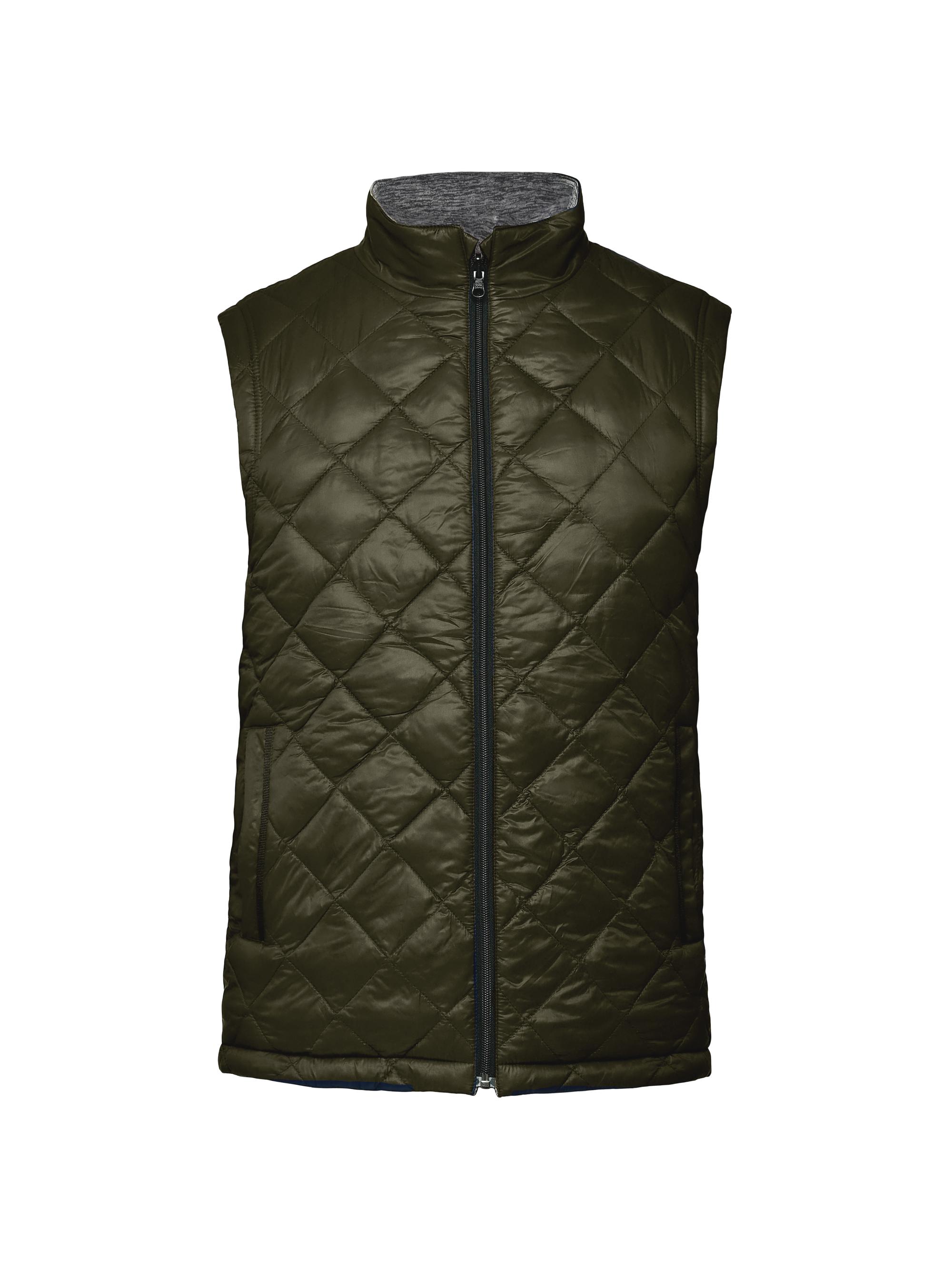 Thermostyles Men's Diamond Quilted Reversible Fleece Vest - Olive
