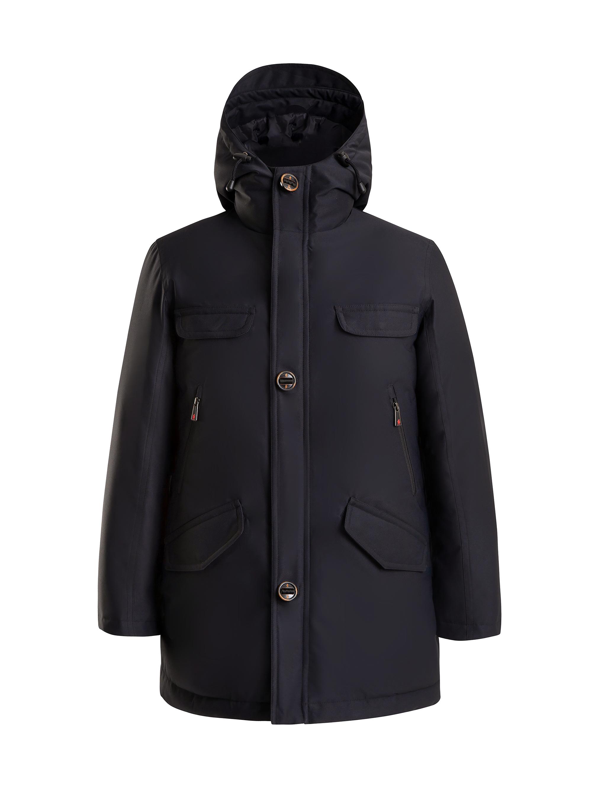 Thermostyles Men's Fishtail Hooded Down Parka - Navy