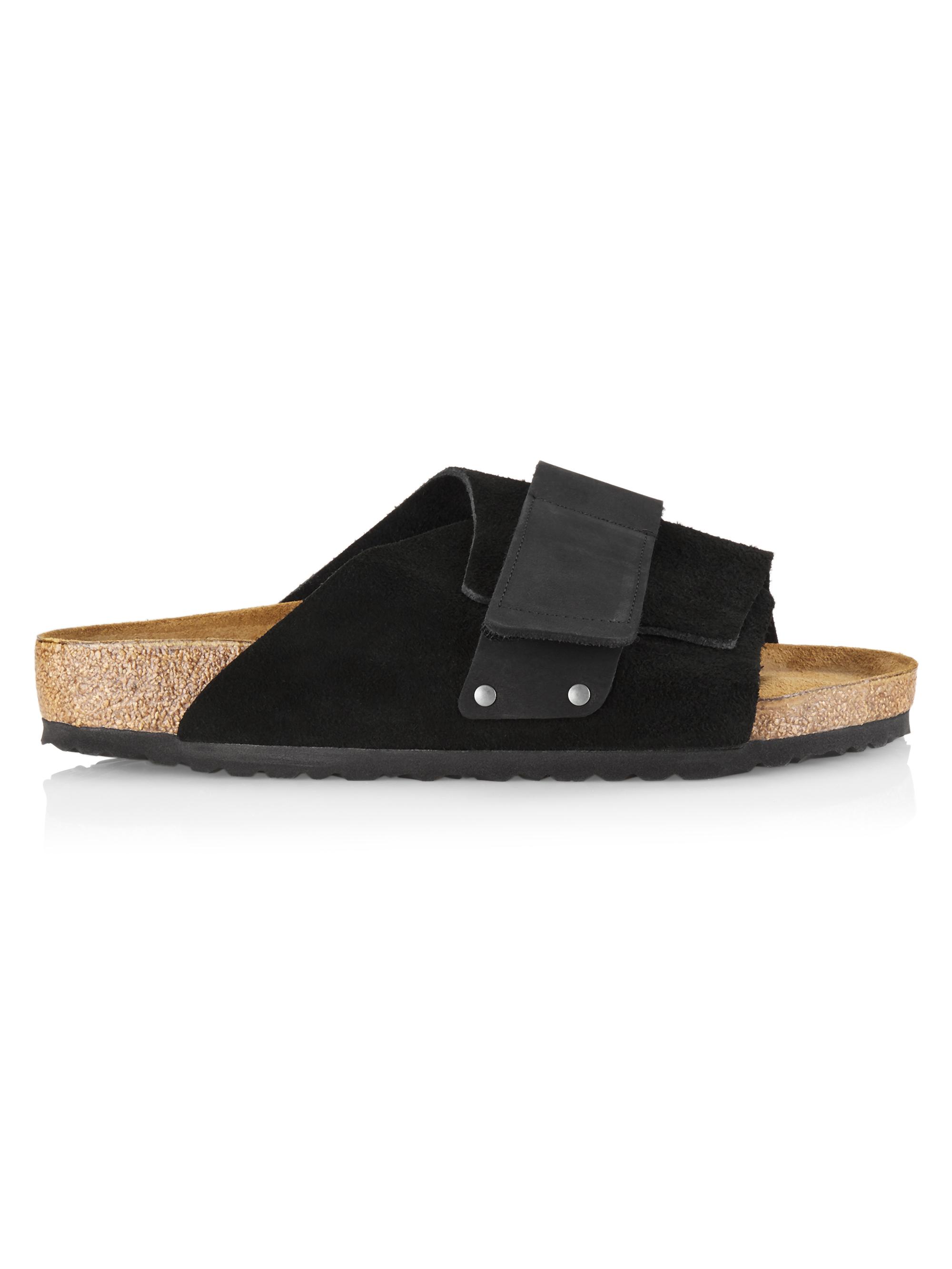 Birkenstock Men's Kyoto Suede Slides - Black  Sandals