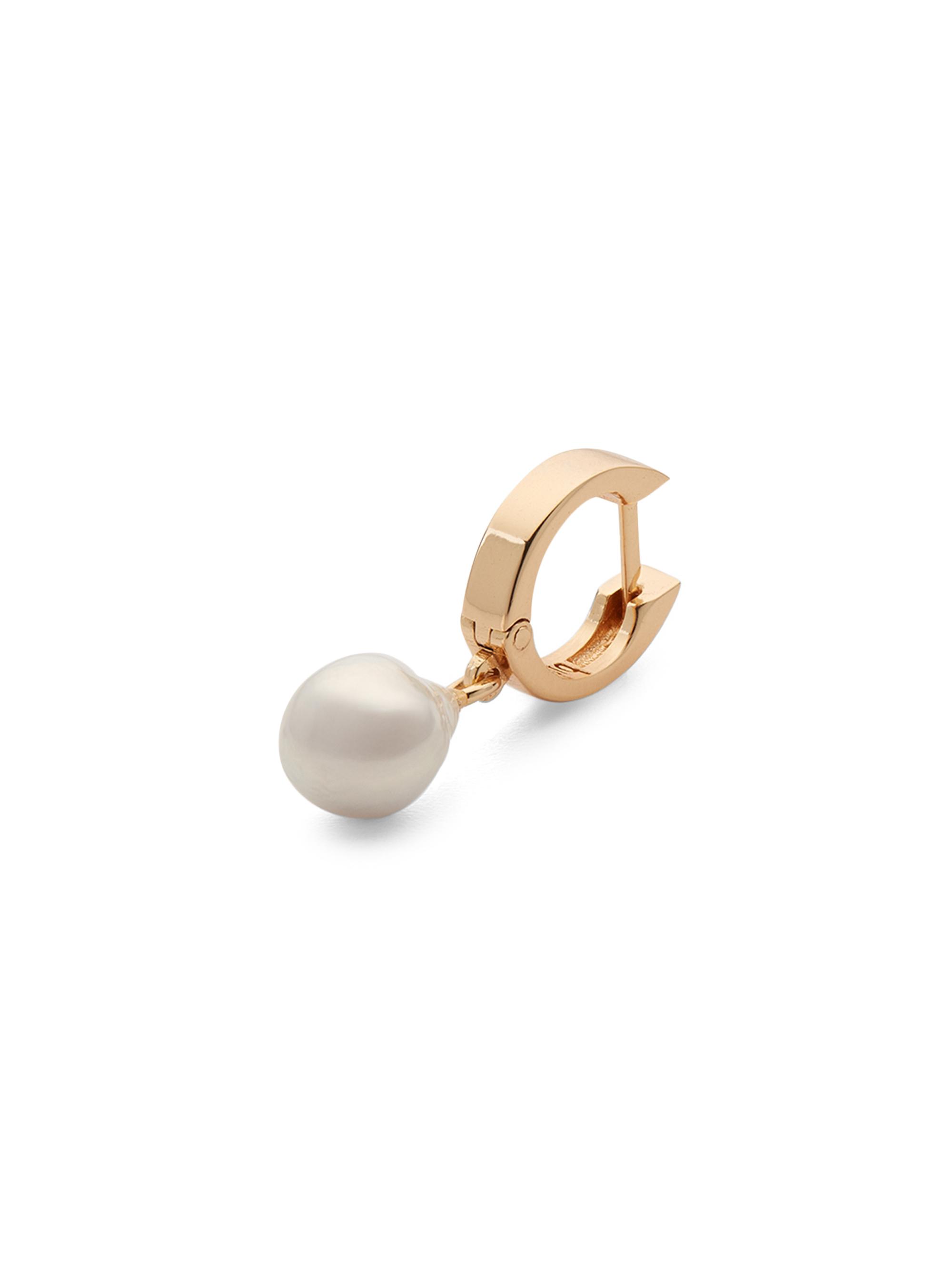 Emanuele Bicocchi Men's Unisex 24K-Gold-Plated & Cultured Freshwater Pearl Single Drop Earring - White Gold