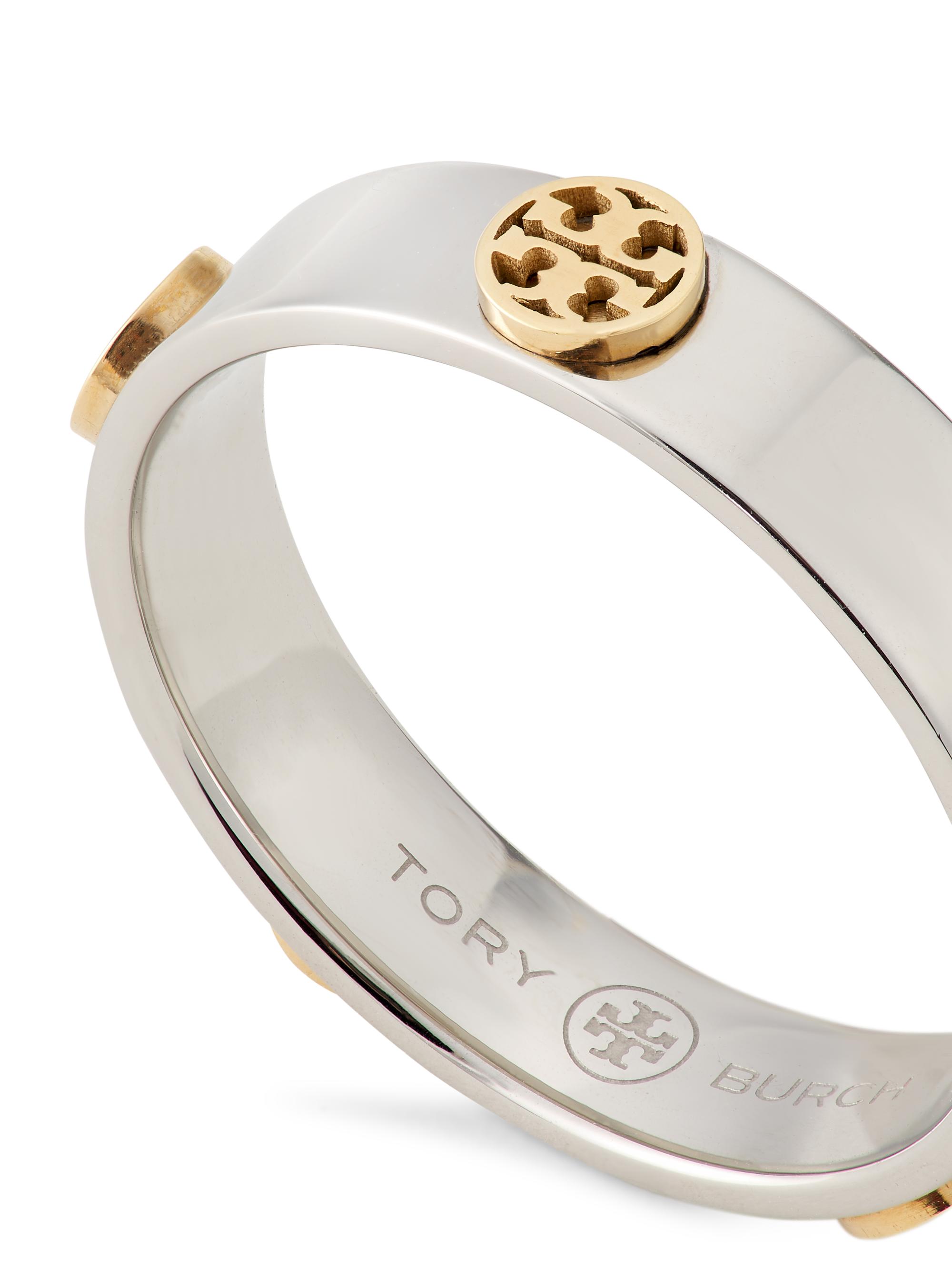 TORY BURCH リング Tory Burch Miller Two-Tone Goldtone & Stainless Steel Stud Ring