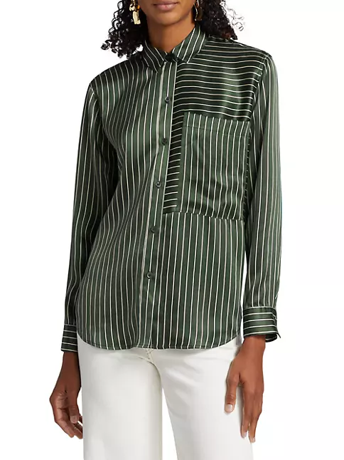 3D Monogram Stripe Accent Pajama Shirt - Luxury Tops - Ready to