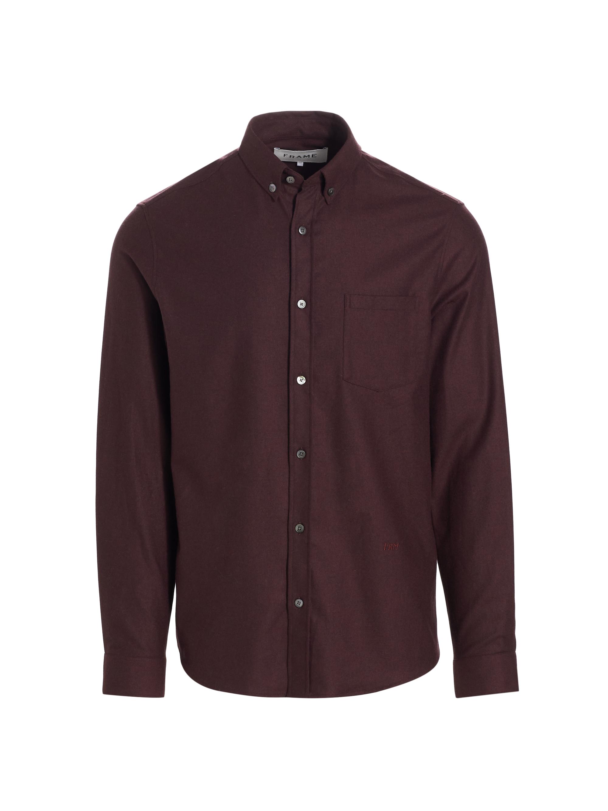 Frame Men's Collared Wool-Blend Shirt - Dark Burgundy