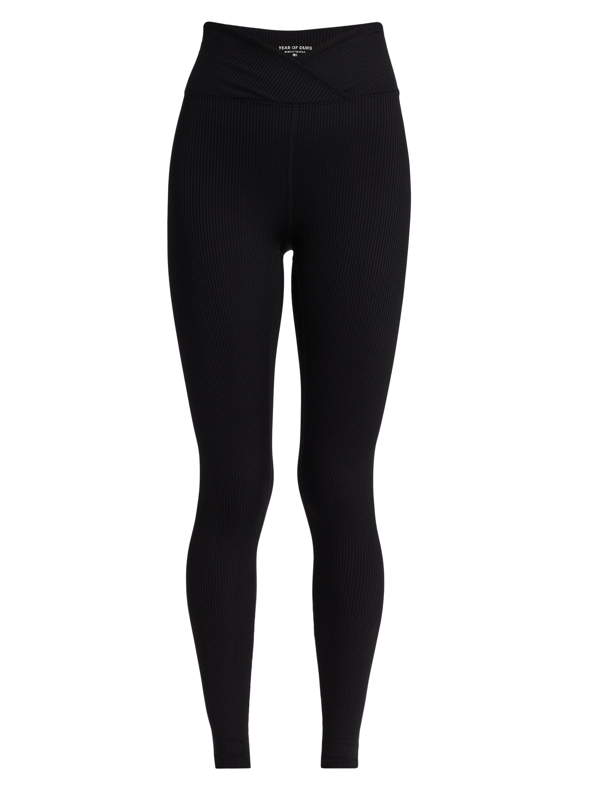 Year of Ours Women's Veronica Crossover Rib-Knit Leggings - Black