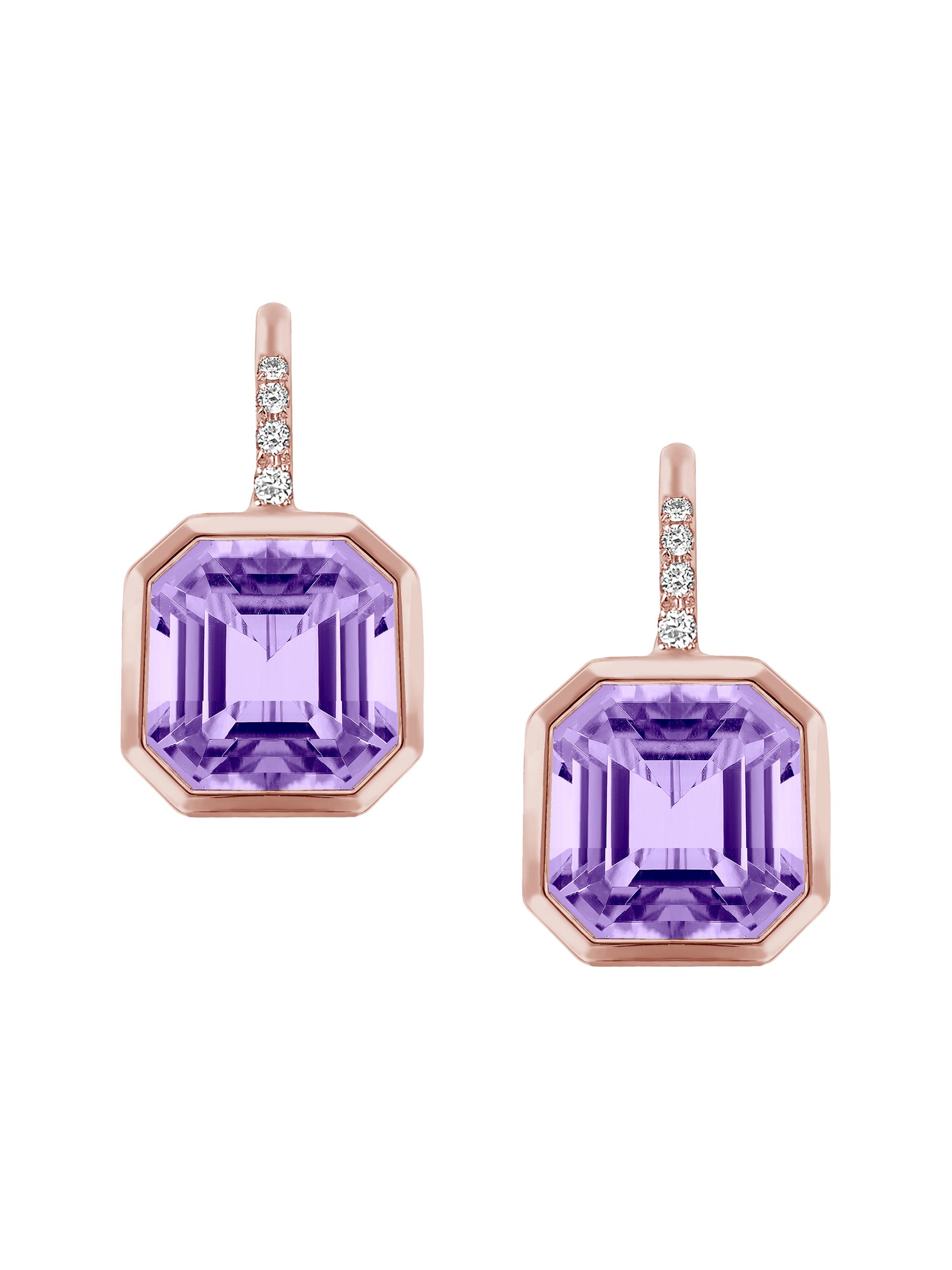 Goshwara Women's Gossip 18K Rose Gold, Amethyst, & 0.08 TCW Diamond Drop Earrings - Lavender