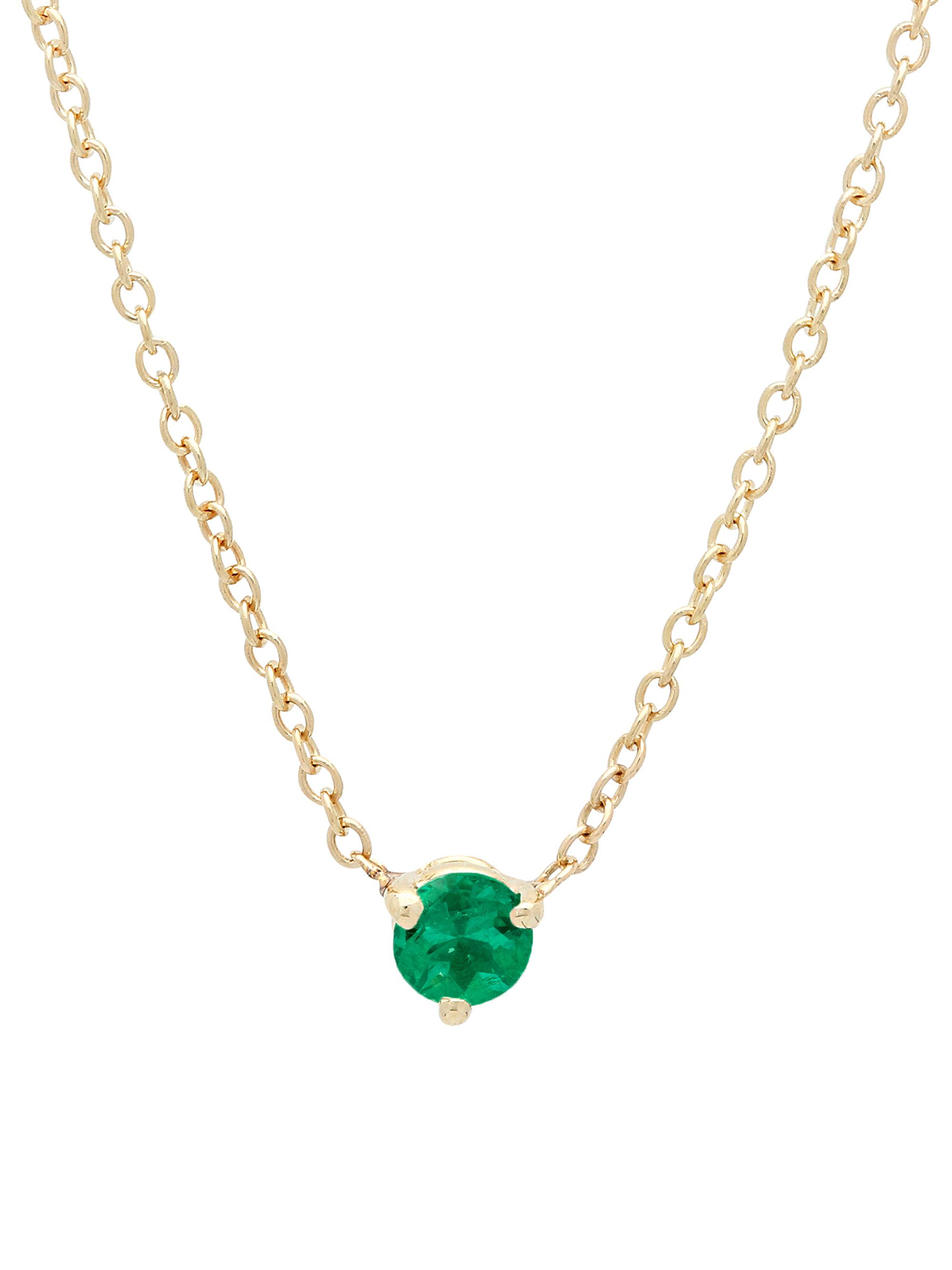 Shylee Rose Jewelry Women's 14K Yellow Gold & Emerald Pendant Necklace - Yellow Gold