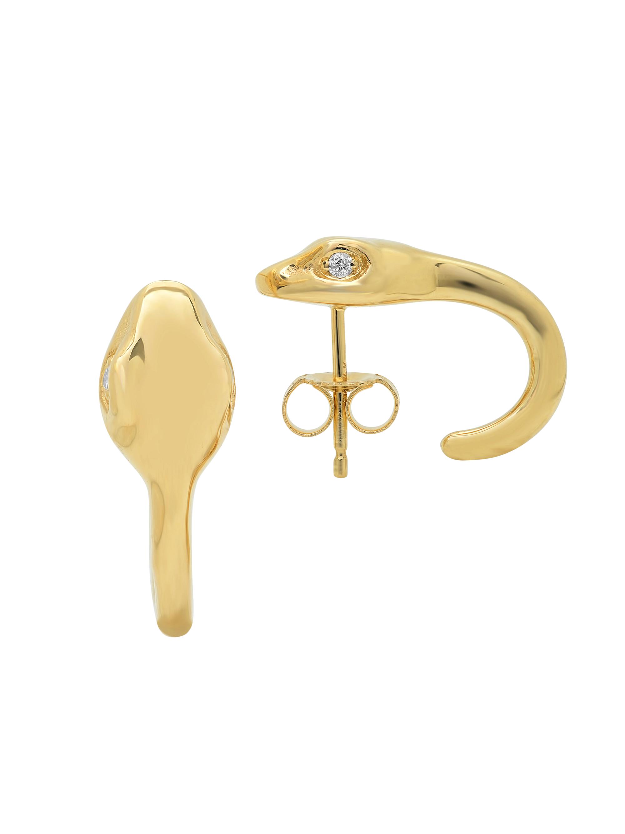 Shylee Rose Jewelry Women's 14K Yellow Gold & 0.08 TCW Diamond Solid Snake Earrings - Yellow Gold