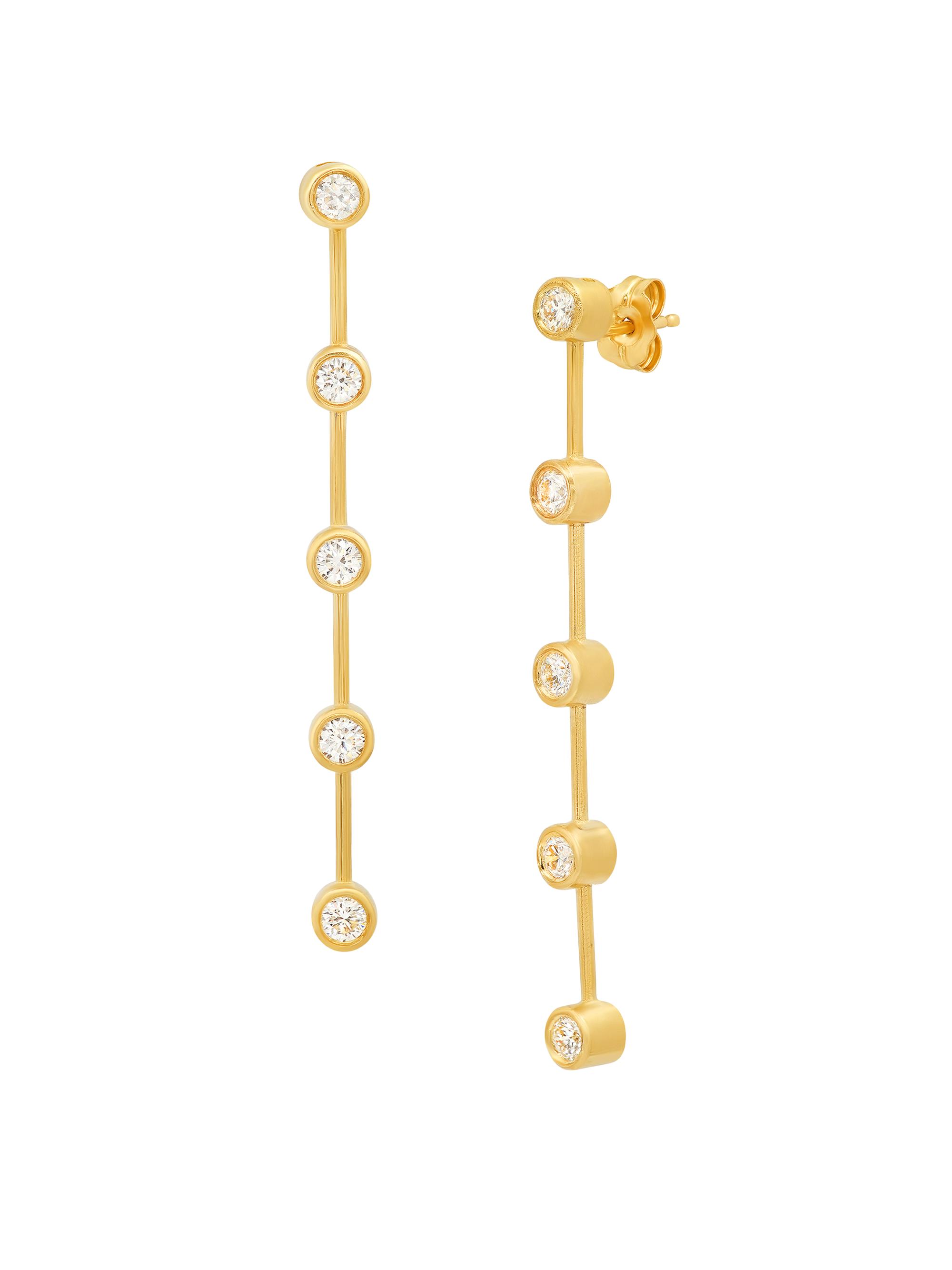 Shylee Rose Jewelry Women's 14K Yellow Gold & 0.75 TCW Diamond Bar Earrings - Yellow Gold
